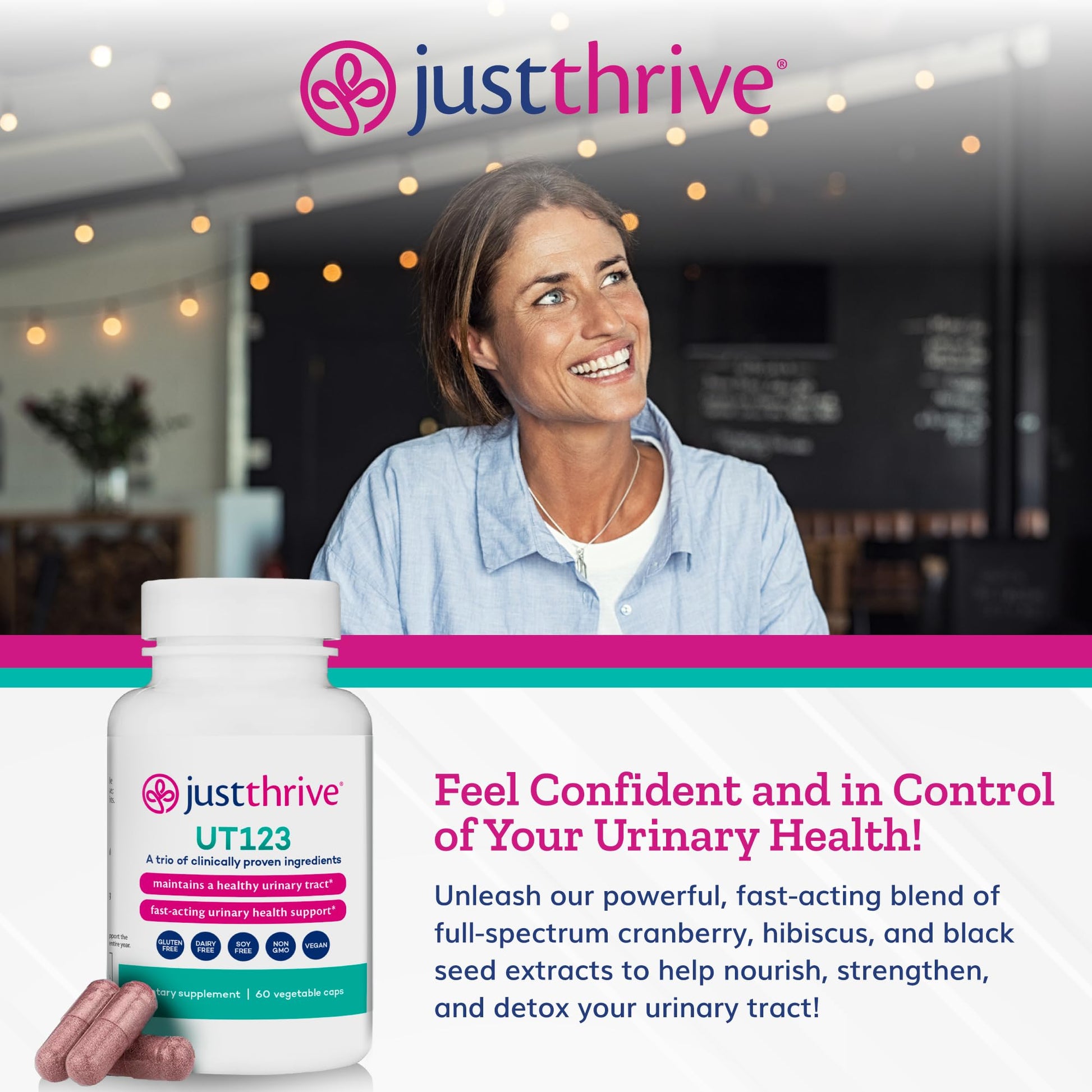 Just Thrive UT123 - Supports Urinary Tract Health for Women - Made with Cranberry, 60 Capsules Just Thrive buy supplements canada