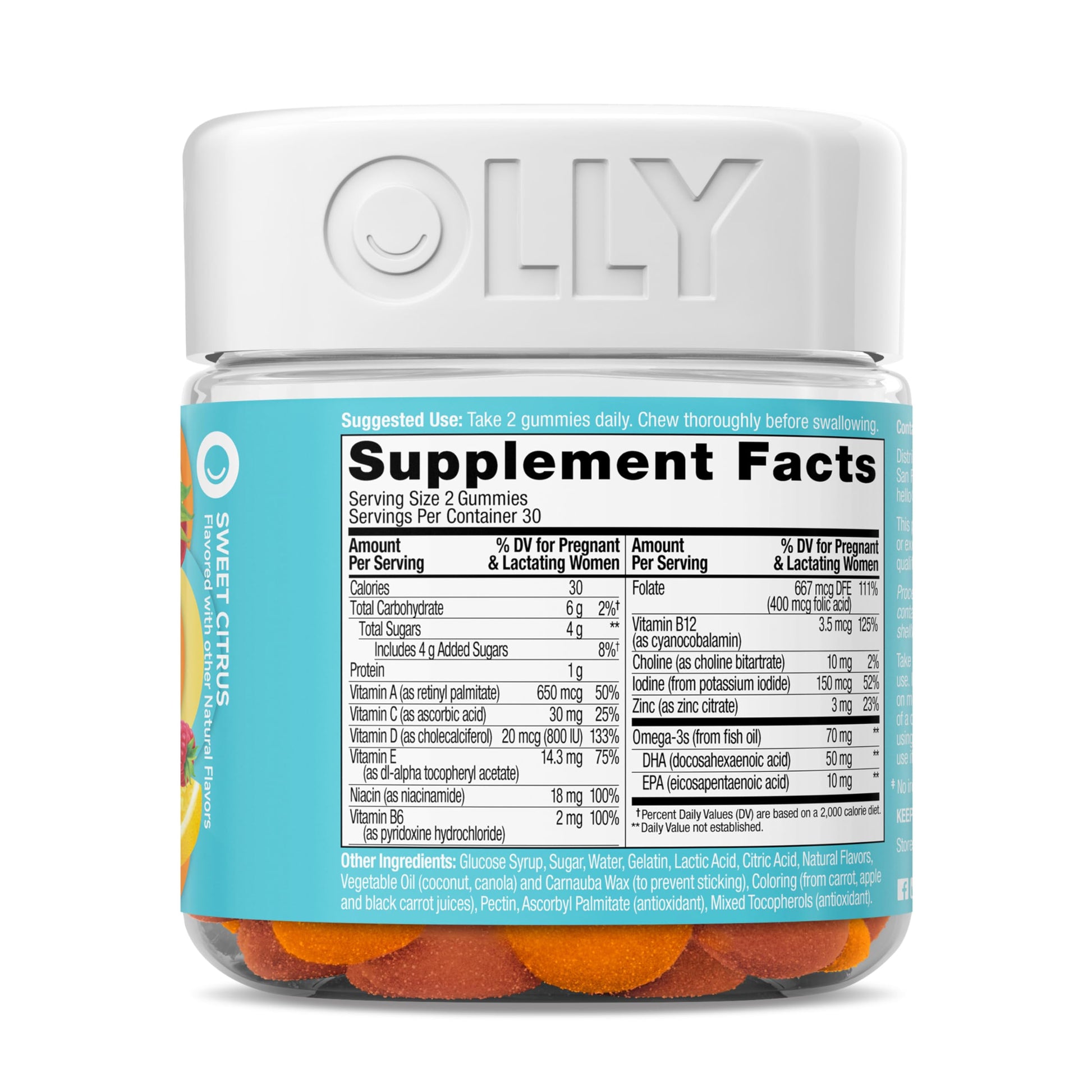 OLLY Prenatal Multivitamin Gummy, Supports Healthy Growth and Brain Development, Folic Acid, Vitamin D, Omega 3 DHA, Chewable Supplement OLLY buy supplements canada