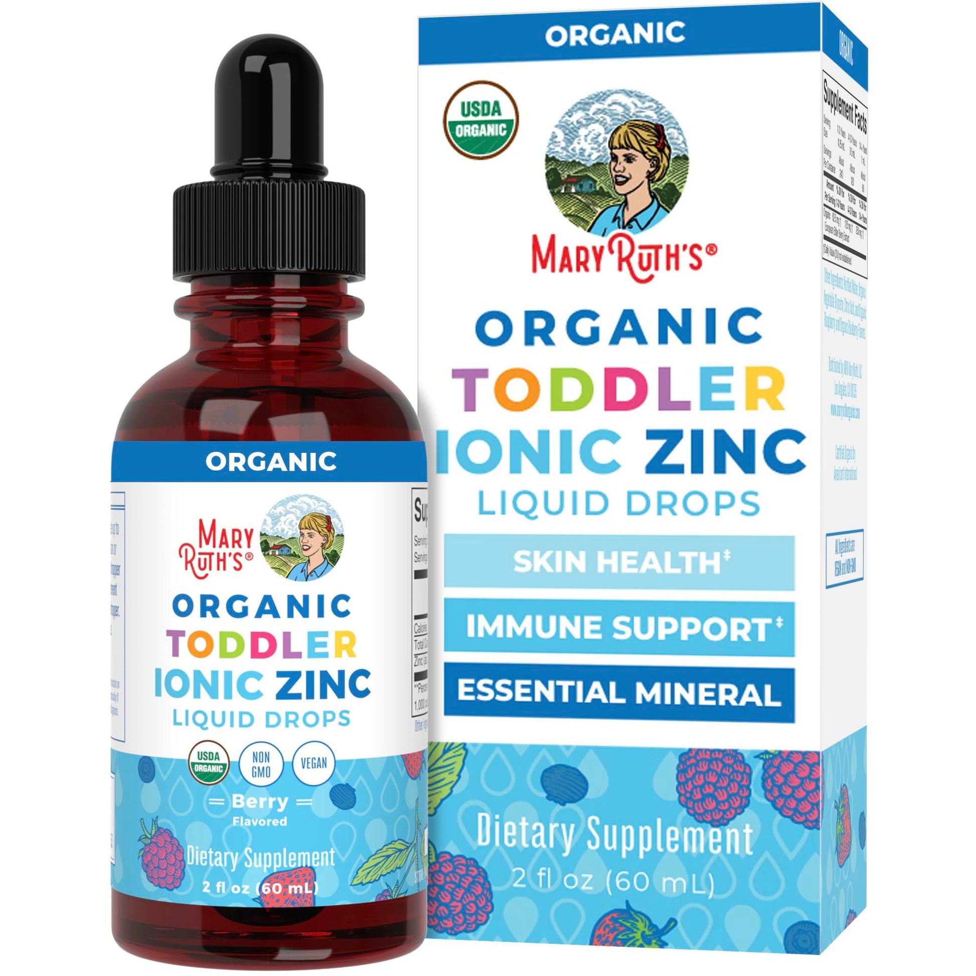 MaryRuth Organics USDA Toddler Liquid Drops | Zinc Sulfate | Immune Support Supplement| Skin Health | Vegan | Formulated for Ages 1-3 | Delicious Berry Flavor | 1 Month Supply | 2 Fl Oz MARYRUTH'S buy supplements canada
