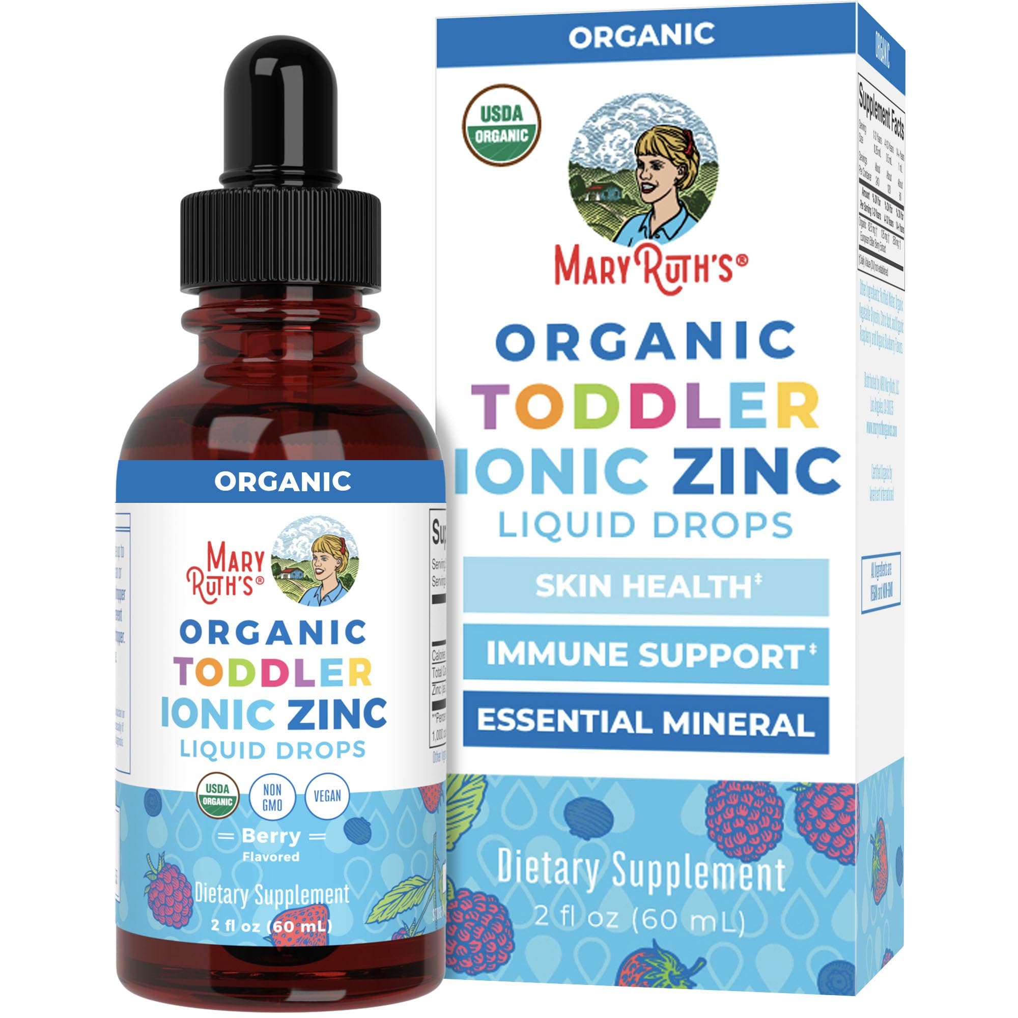 MaryRuth Organics USDA Toddler Liquid Drops | Zinc Sulfate | Immune Support Supplement| Skin Health | Vegan | Formulated for Ages 1-3 | Delicious Berry Flavor | 1 Month Supply | 2 Fl Oz MARYRUTH'S buy supplements canada