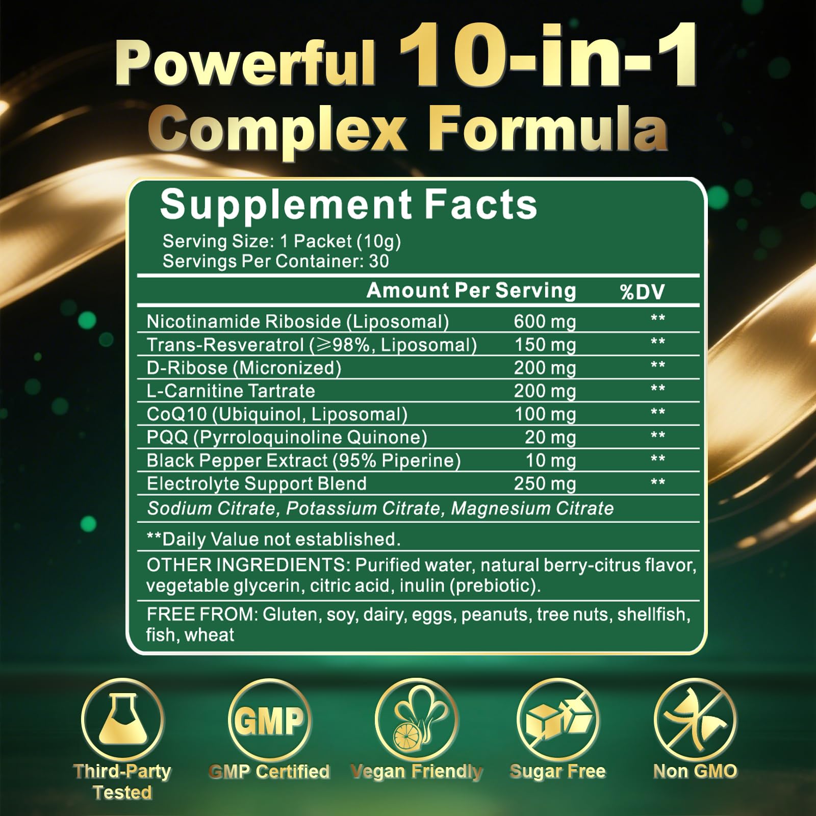 ANPOMER NAD Supplement with Liposomal Nicotinamide Riboside 600mg, Resveratrol, CoQ10, PQQ & D-Ribose, Electrolyte Blend, 30 Liquid Packets ANPOMER buy supplements canada