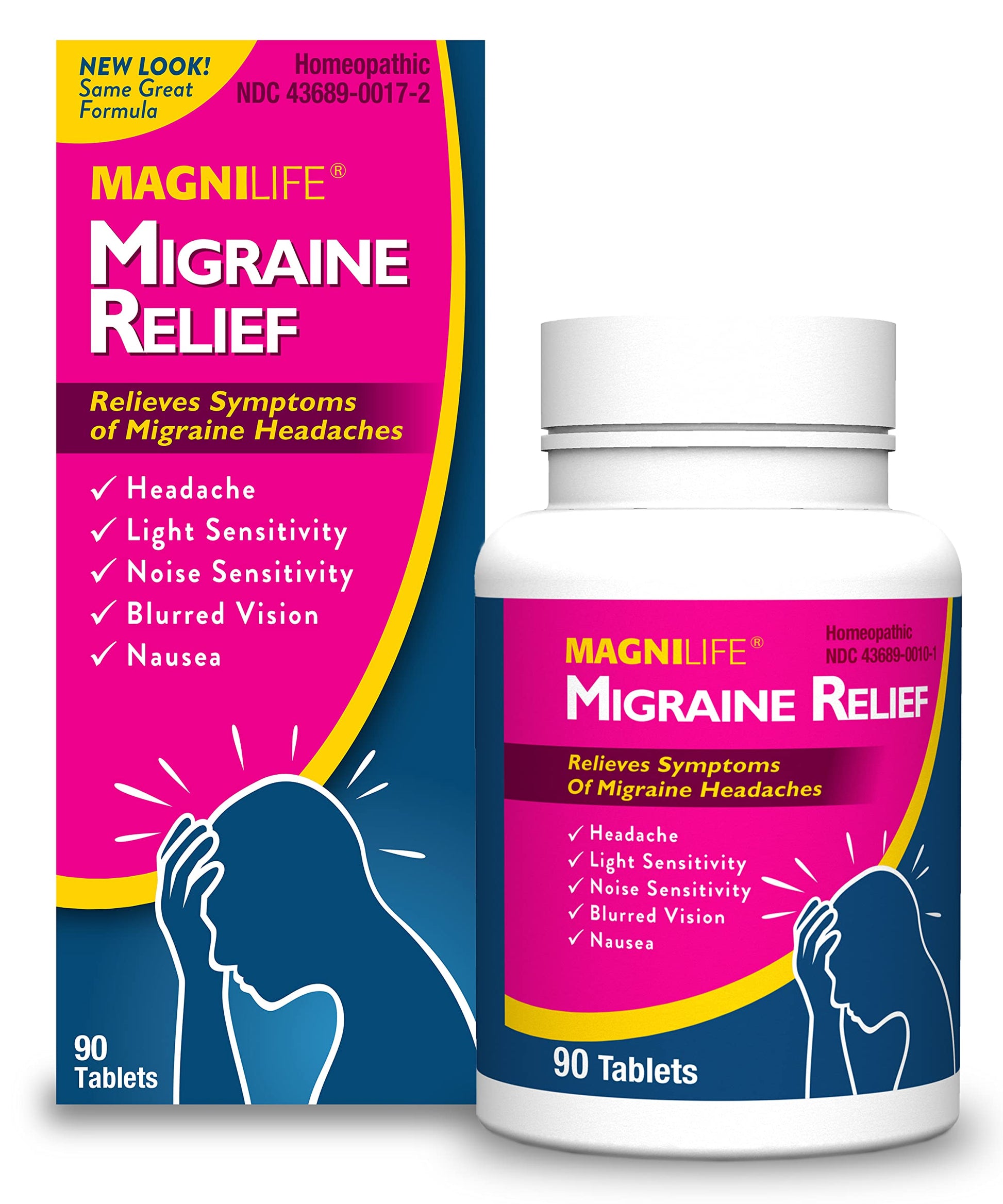 MagniLife Migraine Relief, Non-Habit Forming, 90 Homeopathic Tablets, Migraine Medicine for Light & Sound Sensitivity, Nausea, Blurred Vision & Pressure, Quick-Dissolve Headache Pain Relief MagniLife buy supplements canada
