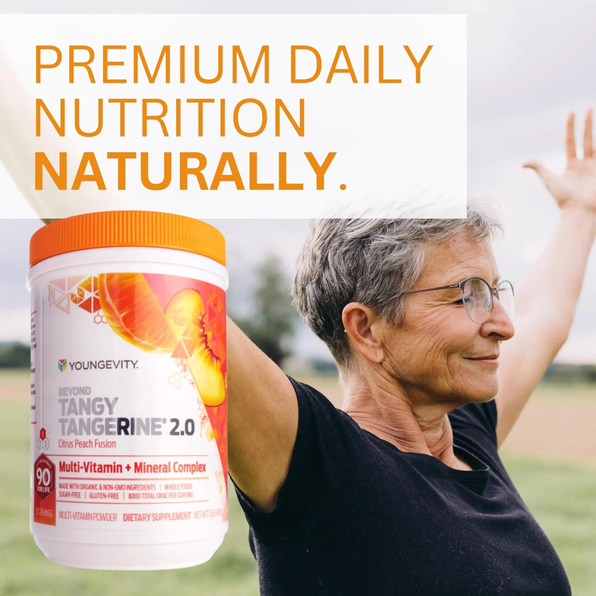 Youngevity Beyond Tangy Tangerine 2.0 Citrus Peach Ultimate Multi-Vitamin & Mineral Complex - Made with Natural & Whole Foods | 8,000 ORAC | 2 Canisters Youngevity buy supplements canada