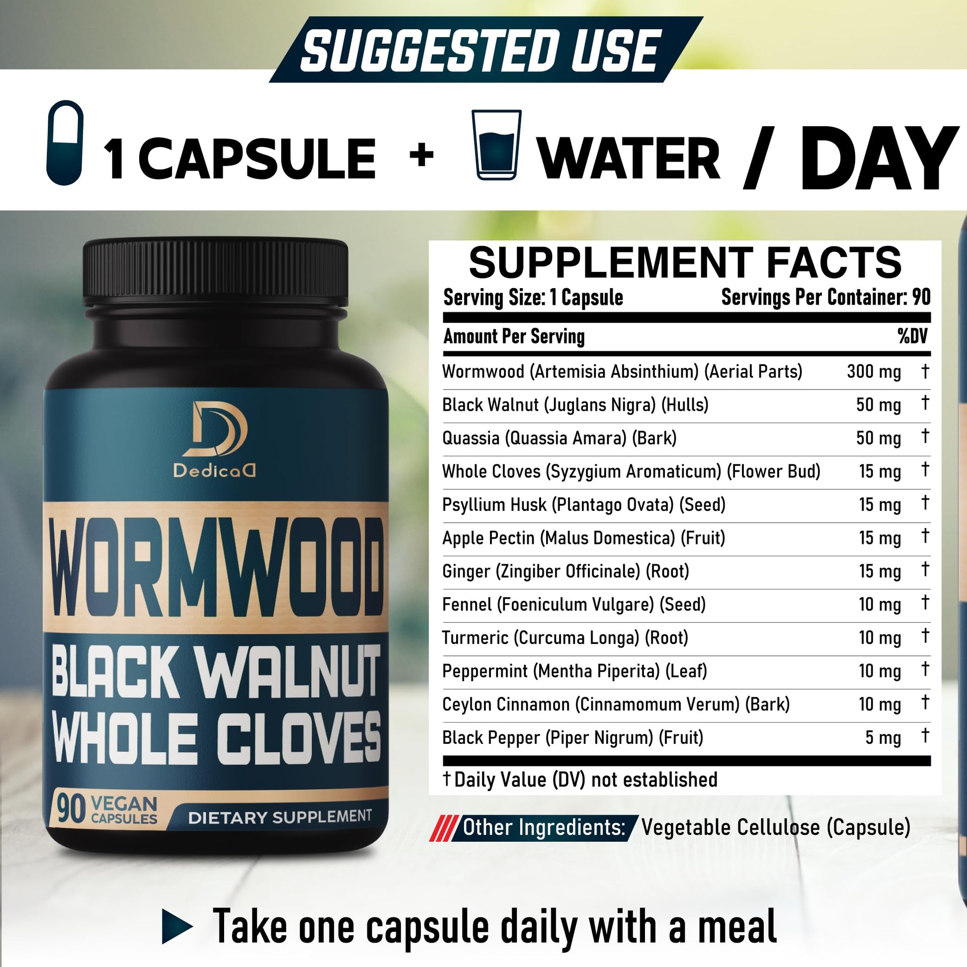 DEDICAD 12in1 Wormwood Black Walnut Clove Capsules - Immune, and Mood Support - 3 Month Supply - 90 Vegan Capsules DEDICAD buy supplements canada