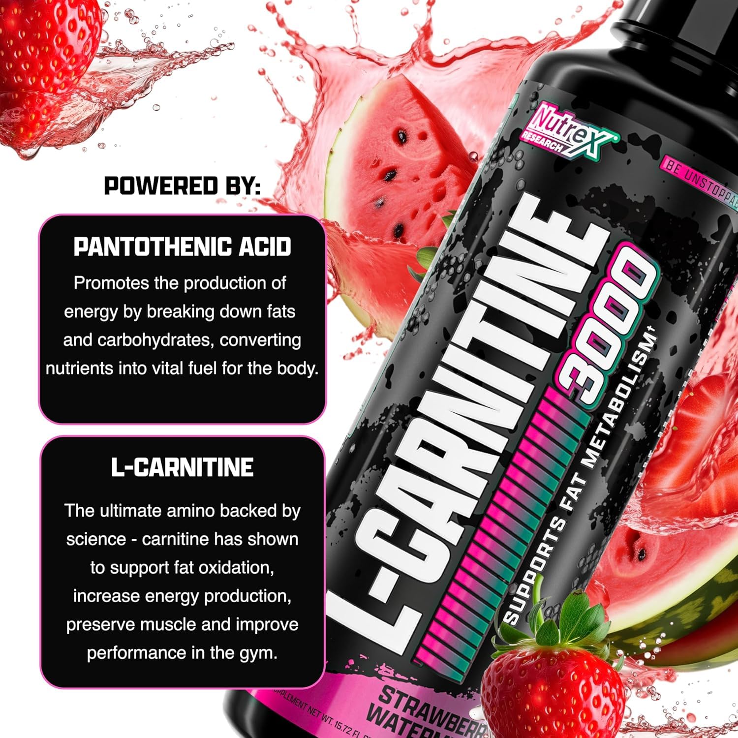 Nutrex Research L Carnitine 3000 - Clinically Dosed L-Carnitine Liquid for Energy, Metabolism & Muscle Recovery - Delicious Strawberry Watermelon - No Sugar, No Carbs Nutrex Research buy supplements canada