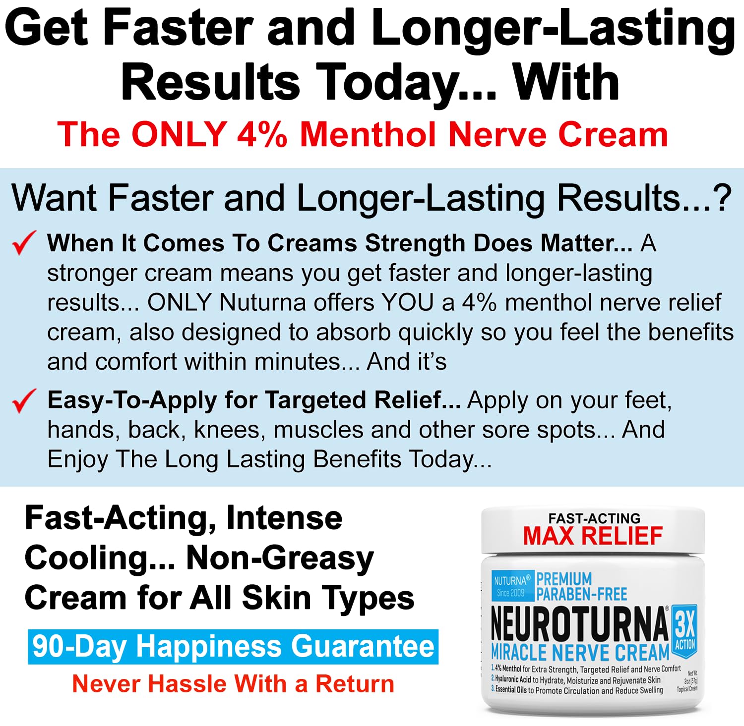 Neuropathy Nerve Relief Cream - Premium Nerve Cream 3X Action for Targeted Relief and Soothing Nerve Comfort - Maximum Strength with 4% Menthol, MSM for Feet Hands Legs Toes & Back - Extra Large 6 Oz Nuturna buy supplements canada