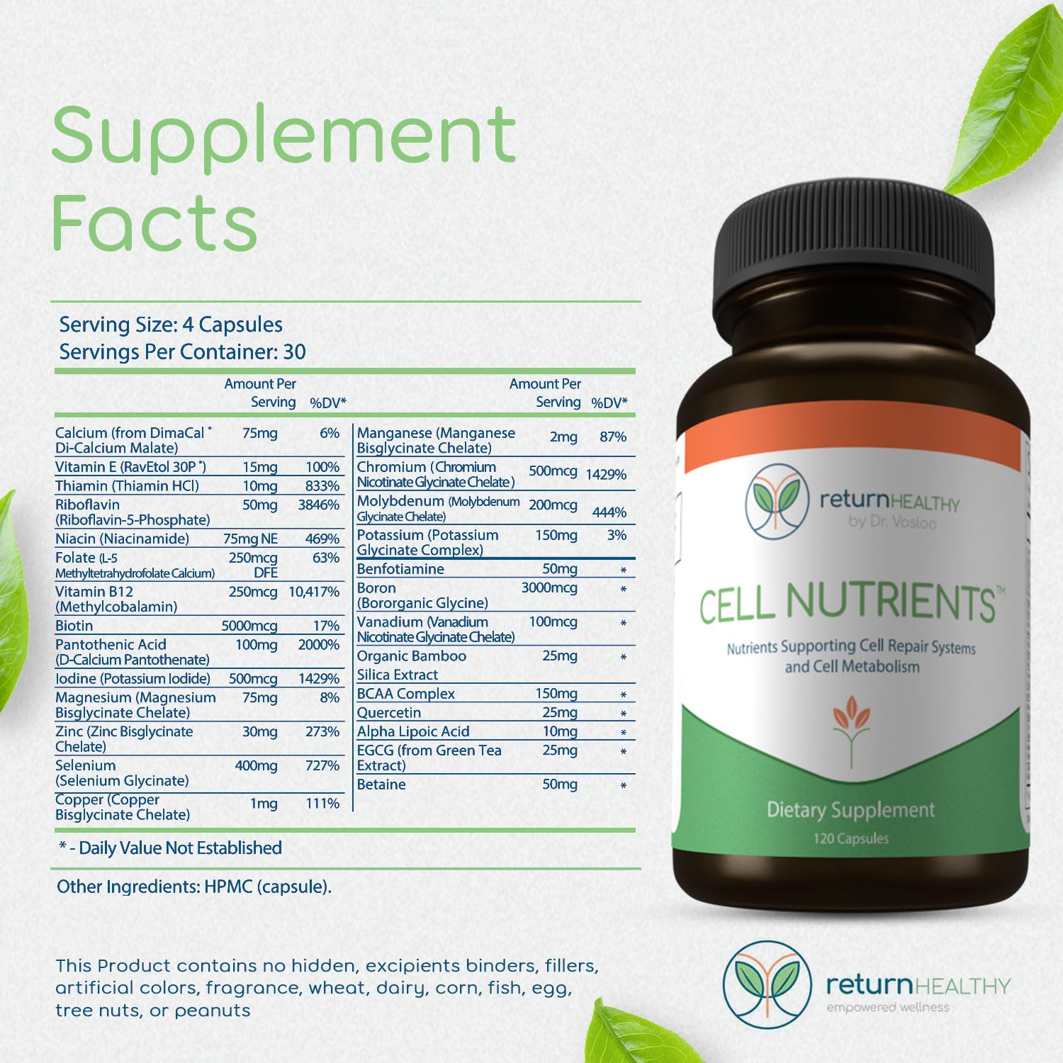 Return Healthy Cell Nutrients | Promotes Cell and Membrane Repair & Cell Metabolism | Helps Fight Tick-Borne Infections & More | Mitochondrial Supplements | Non-GMO, Vegan, 120 caps Return Healthy buy supplements canada