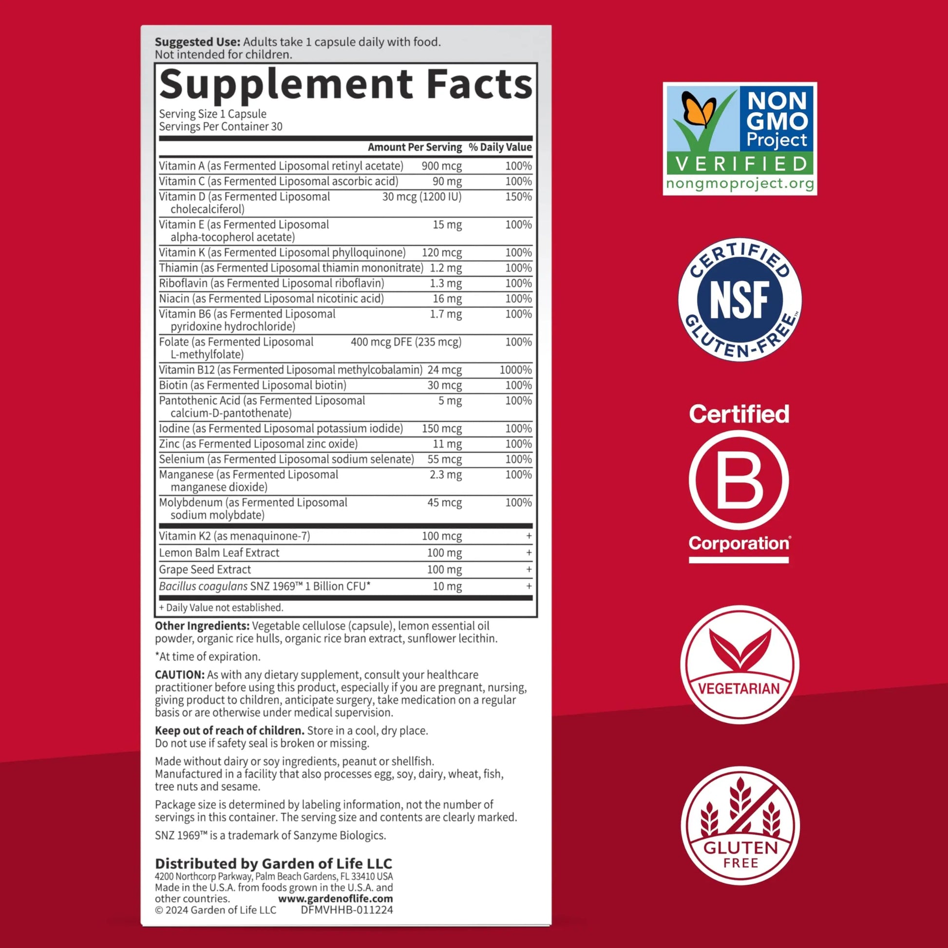 Garden of Life Dr. Formulated Multi+ Heart Health - Fermented Liposomal Multivitamin + Vitamin K2 MK-7, B Vitamins & Probiotics Garden of Life buy supplements canada