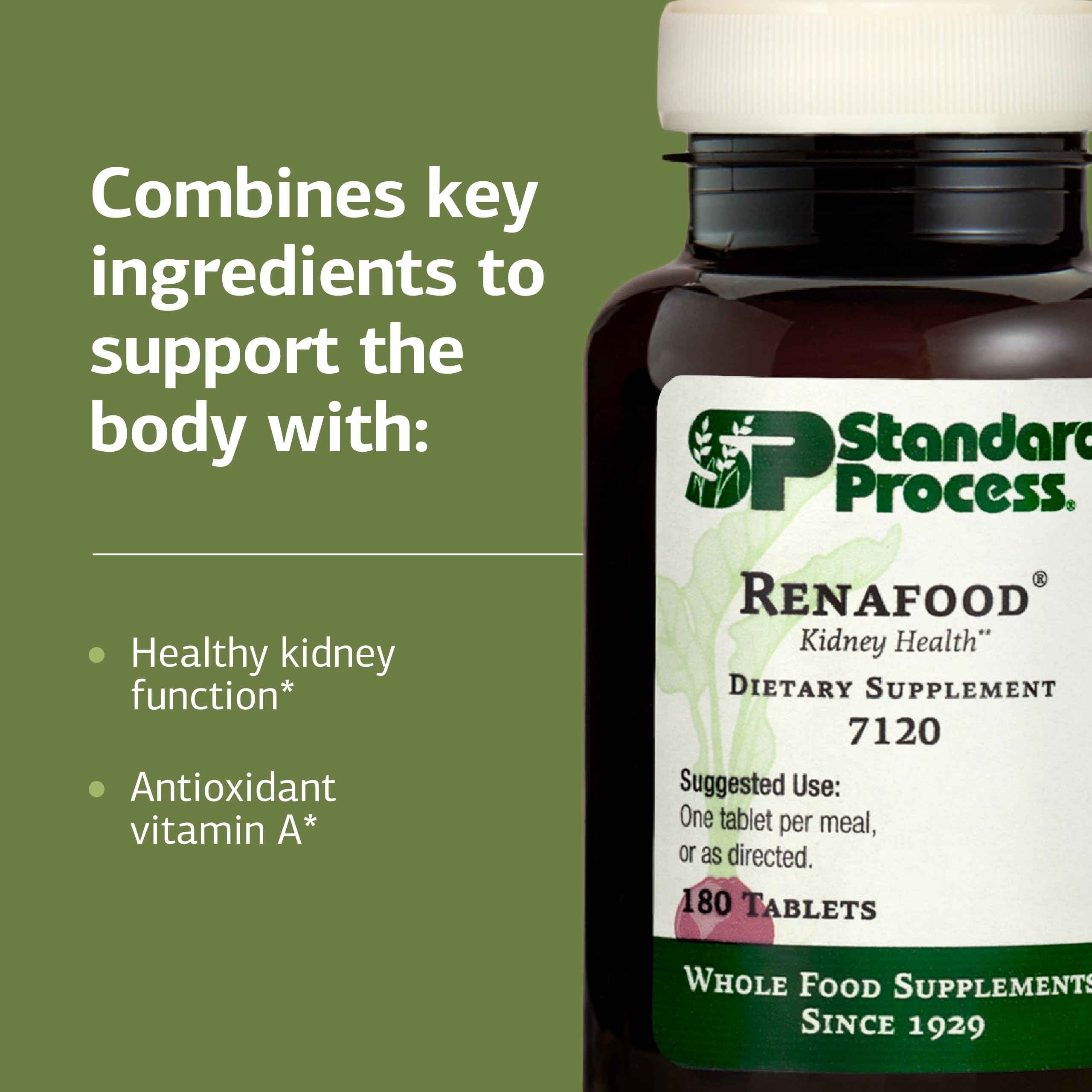 Standard Process Renafood - Supports Healthy Kidney Function & Antioxidant Activity - Contains Vitamins A - Non-Soy - 180 Tablets Standard Process Inc. buy supplements canada