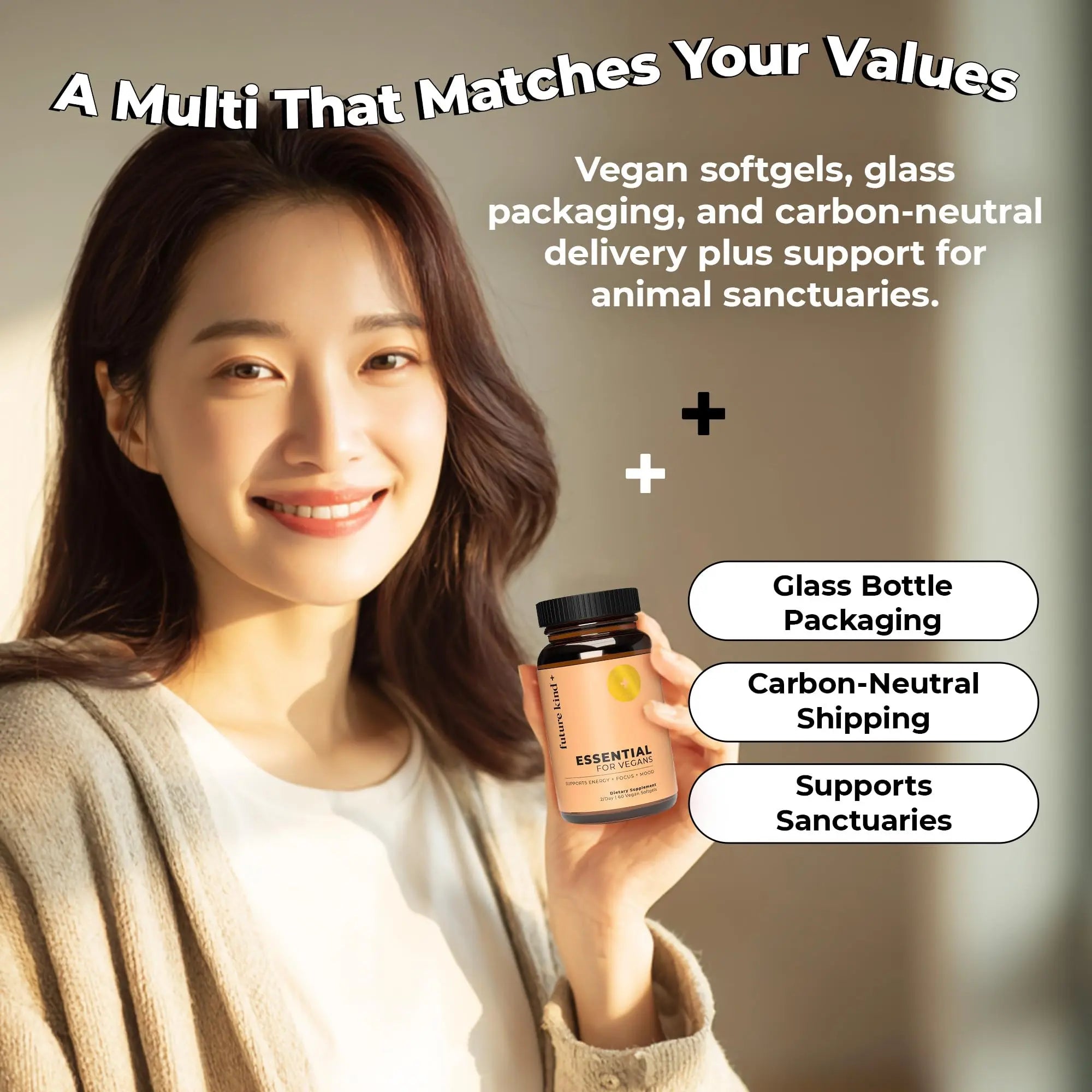 Future Kind 3 in 1 Daily Multivitamin - for Energy, Clarity, Active Wellness Support with B12, D3, and Algal Omega-3 - Essential Vegan Multivitamin for Women & Men Future Kind buy supplements canada