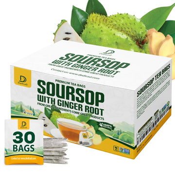 DEDICAD Soursop Leaves Tea Bags with Ginger, 30 Tea bags, 2gr/bag - Non-GMO/Caffeine free - Support Digestion, Well Skin, Immune System DEDICAD buy supplements canada