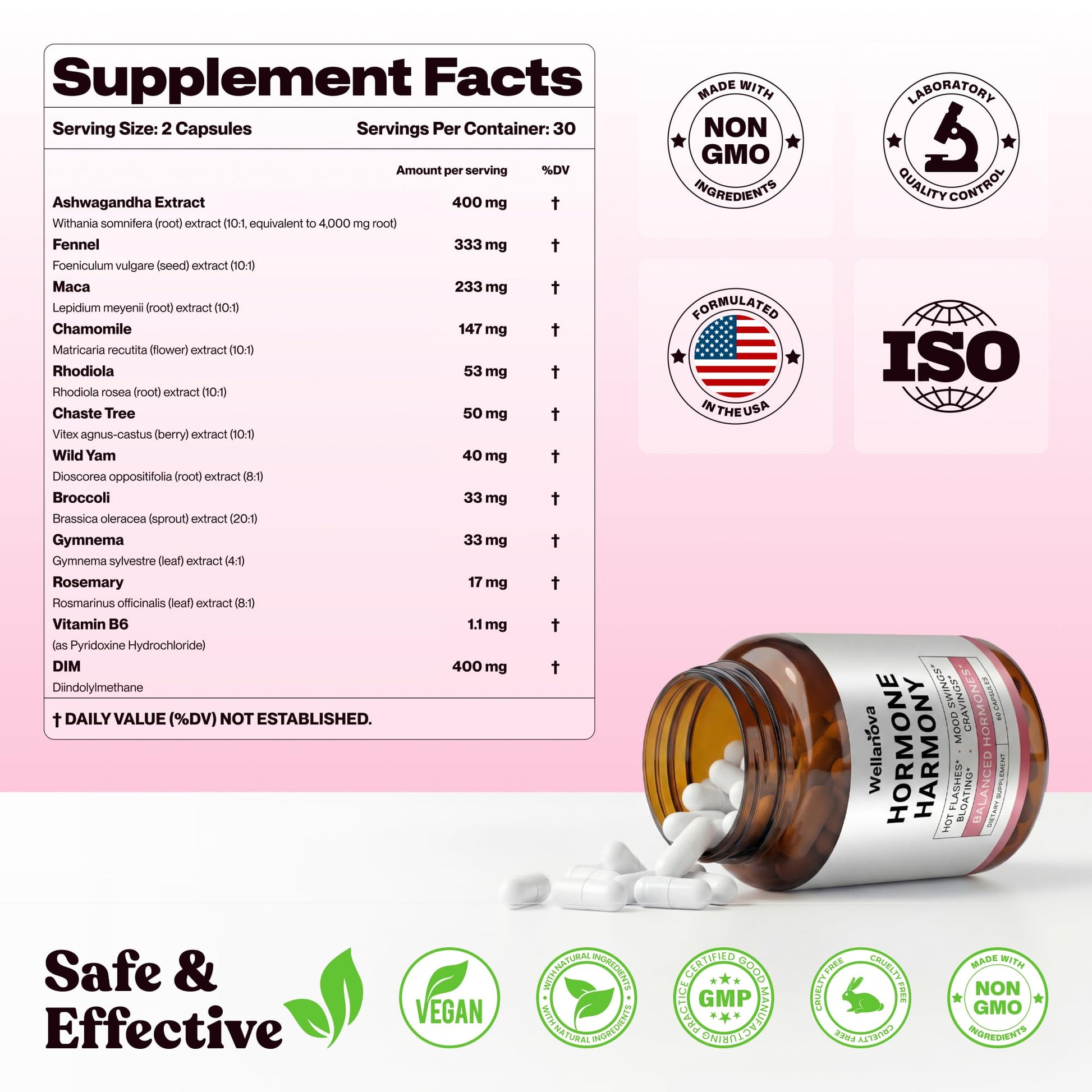 Wellanova Hormone Harmony for Women – Natural Hormonal Balance Support for Menopause & Perimenopause – Hot Flashes, Mood Swings, Cravings, Bloating Relief – 60 Capsules Wellanova buy supplements canada