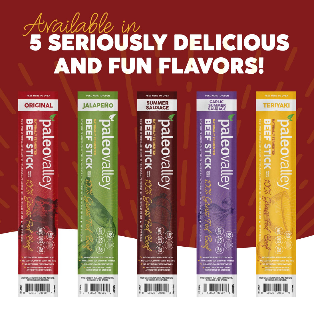 Paleovalley 100% Grass Fed Original Beef Sticks - Delicious Gluten Free Beef Snack - High Protein Keto Friendly Paleovalley buy supplements canada
