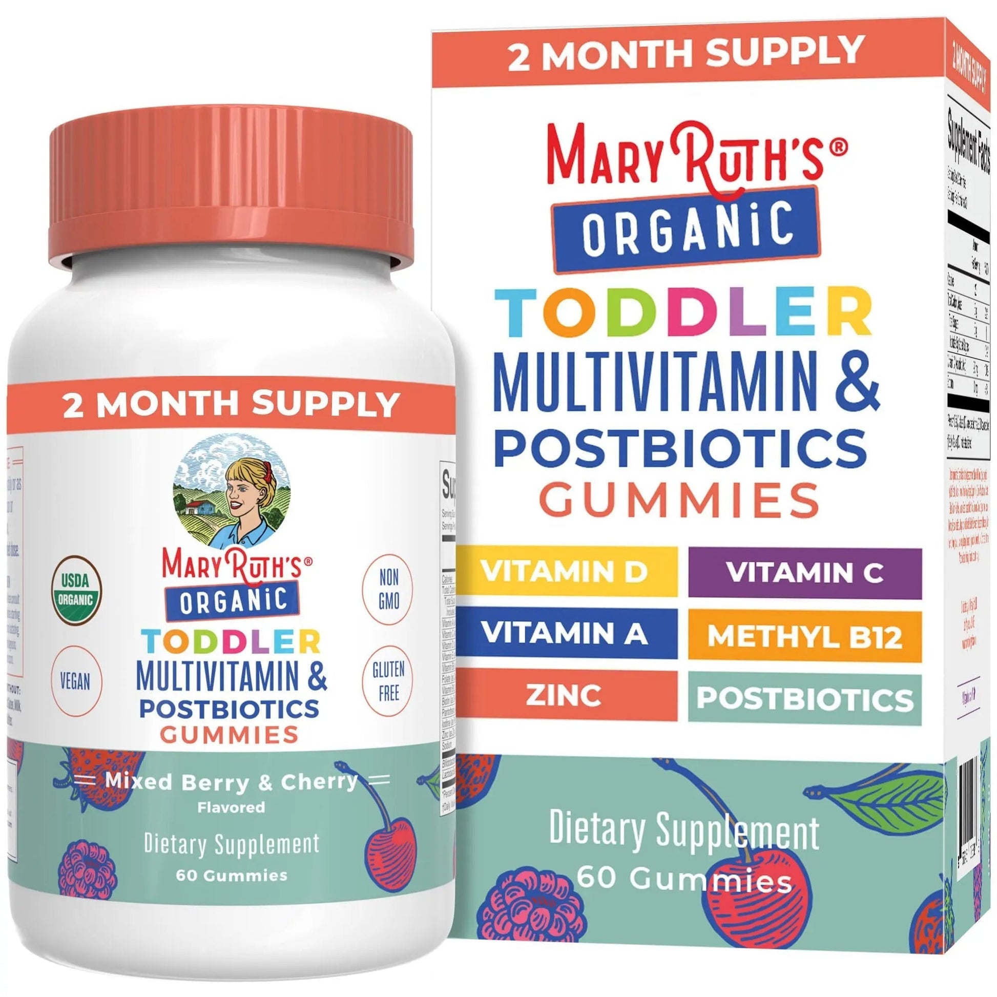 MaryRuth Organics Toddler Multivitamin Gummies + Postbiotics | USDA Organic | Vitamins for Kids Ages 2+ | Immune Support | Vitamin C | MaryRuth Organics buy supplements canada