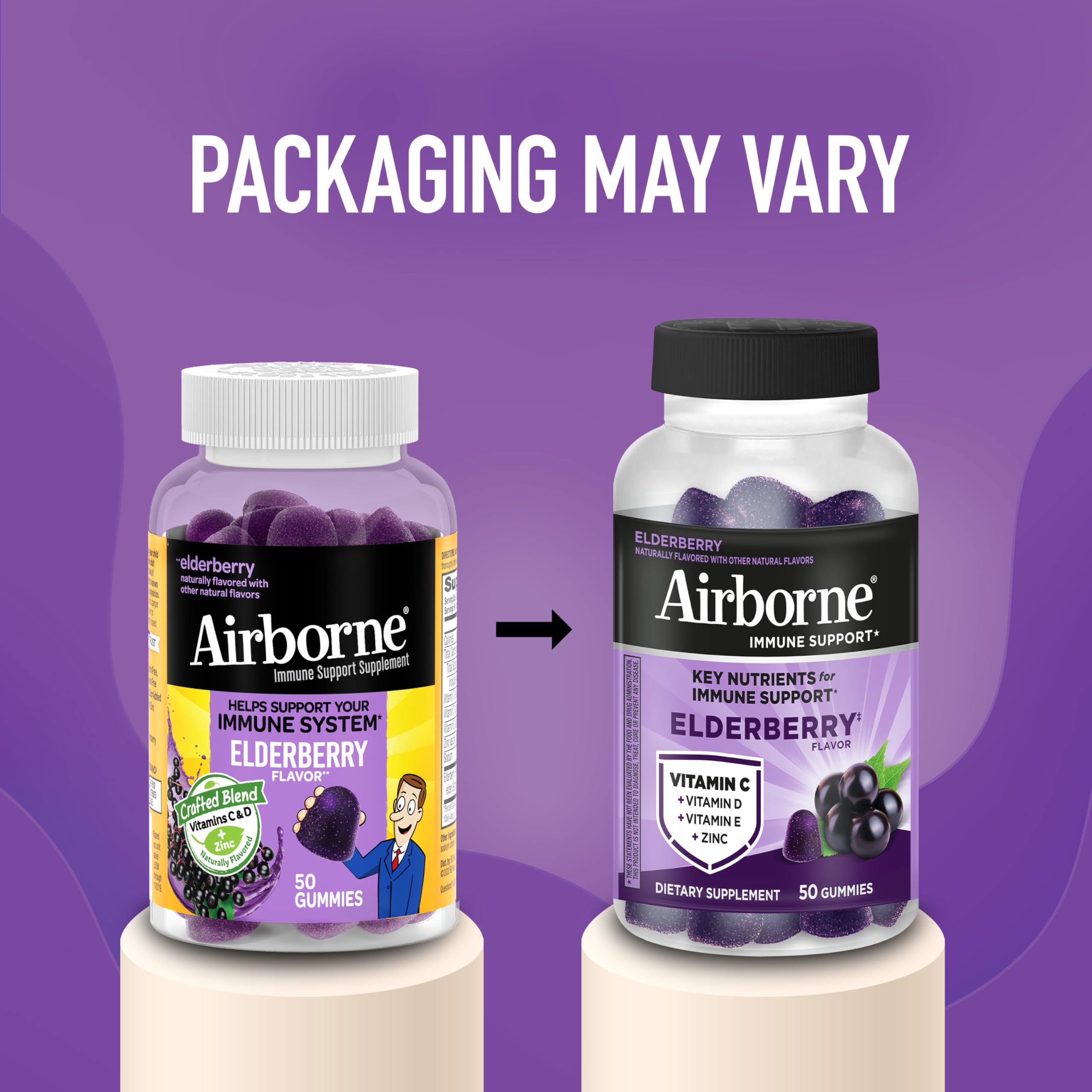 Airborne Elderberry + Zinc & Vitamin C Gummies For Adults, Immune Support Vitamin D & Zinc Gummies With Powerful Antioxidant Vitamins C D & E Airborne buy supplements canada
