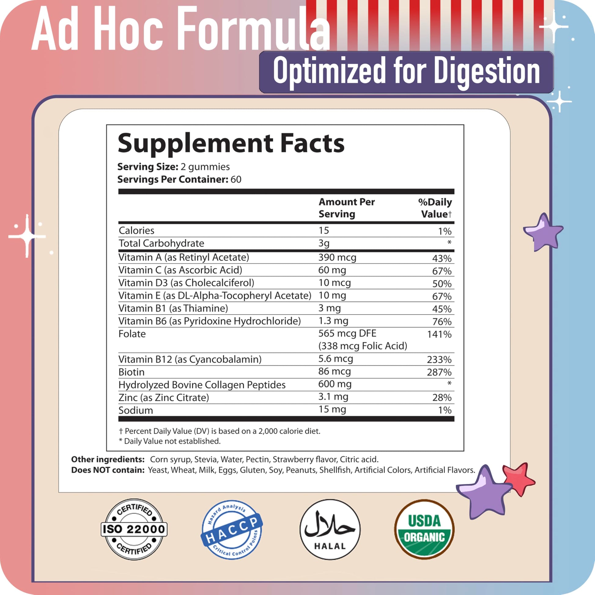Collagen Peptides Gummies for Women – Biotin, Zinc, Vitamin D3 – 120 Count – Hydrolyzed Collagen Gummy Complex – Hair, Skin & Nails Support – Sugar-Free, Halal, Lactose-Free, Strawberry Cream Flavor ad hoc buy supplements canada