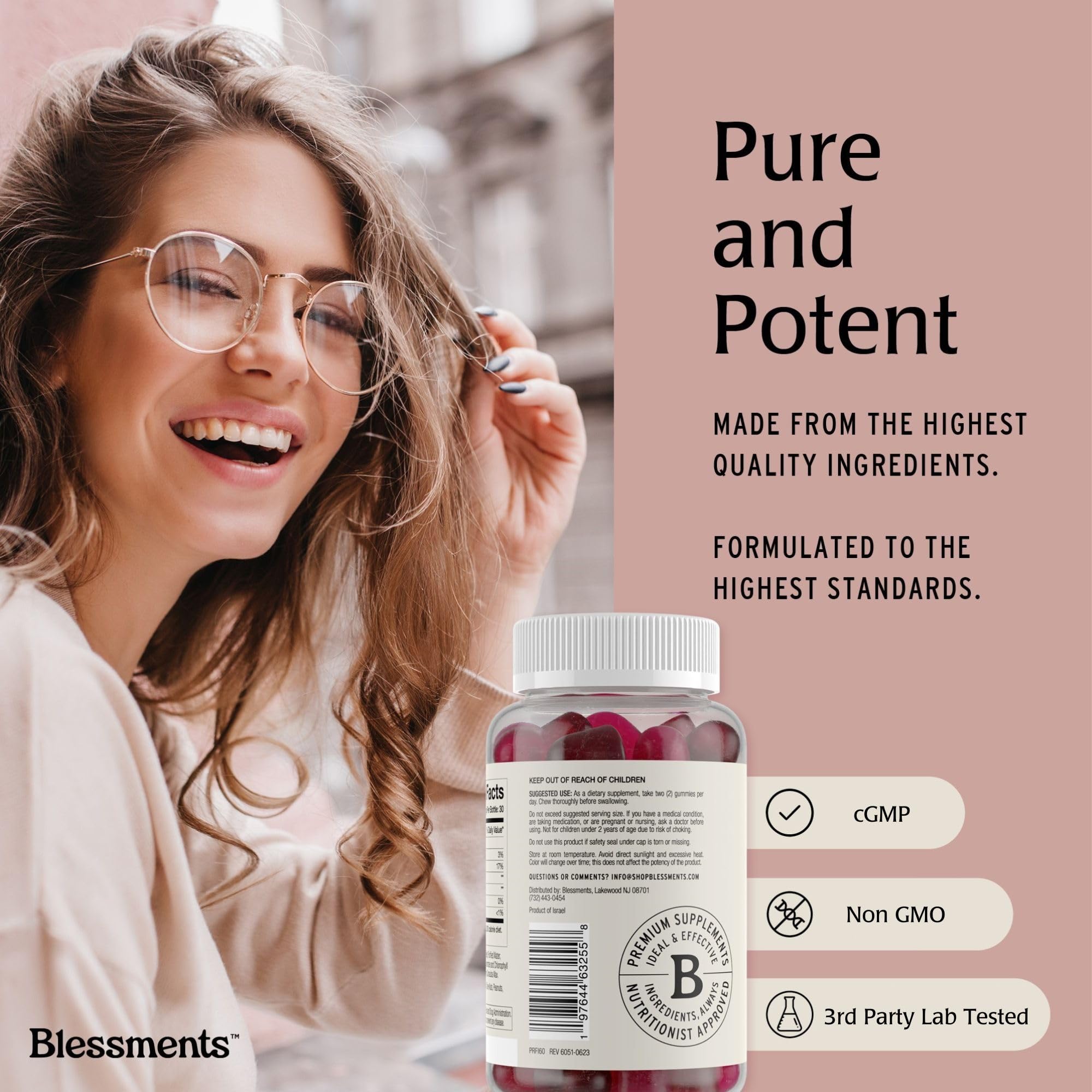 Blessments - Prebiotic Fiber Gummies for Adults & Kids with No Added Sugar- 5g (60 Count) High Fiber Supplement Gummies - Vegan - Keto Friendly - Digestive Health Supplements Blessments buy supplements canada