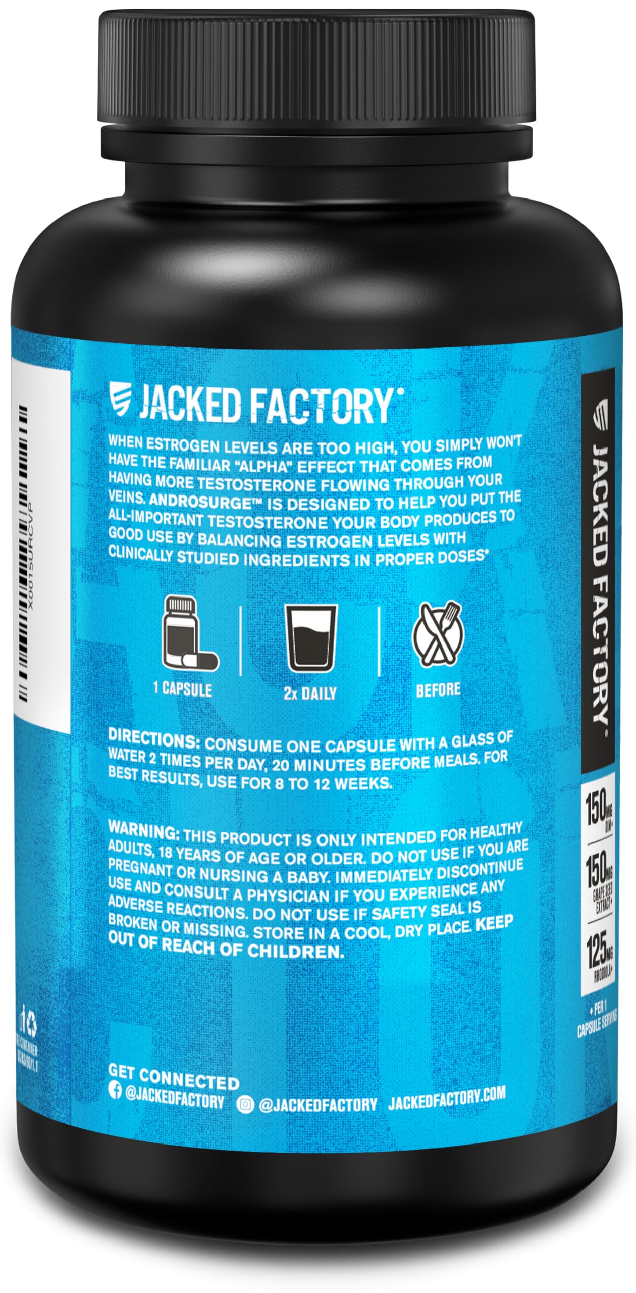 Jacked Factory Androsurge Estrogen Blocker for Men - Natural Testosterone Booster for Men & Estrogen Metabolizer with Tongkat Ali, DIM, Long Jack & More Jacked Factory buy supplements canada