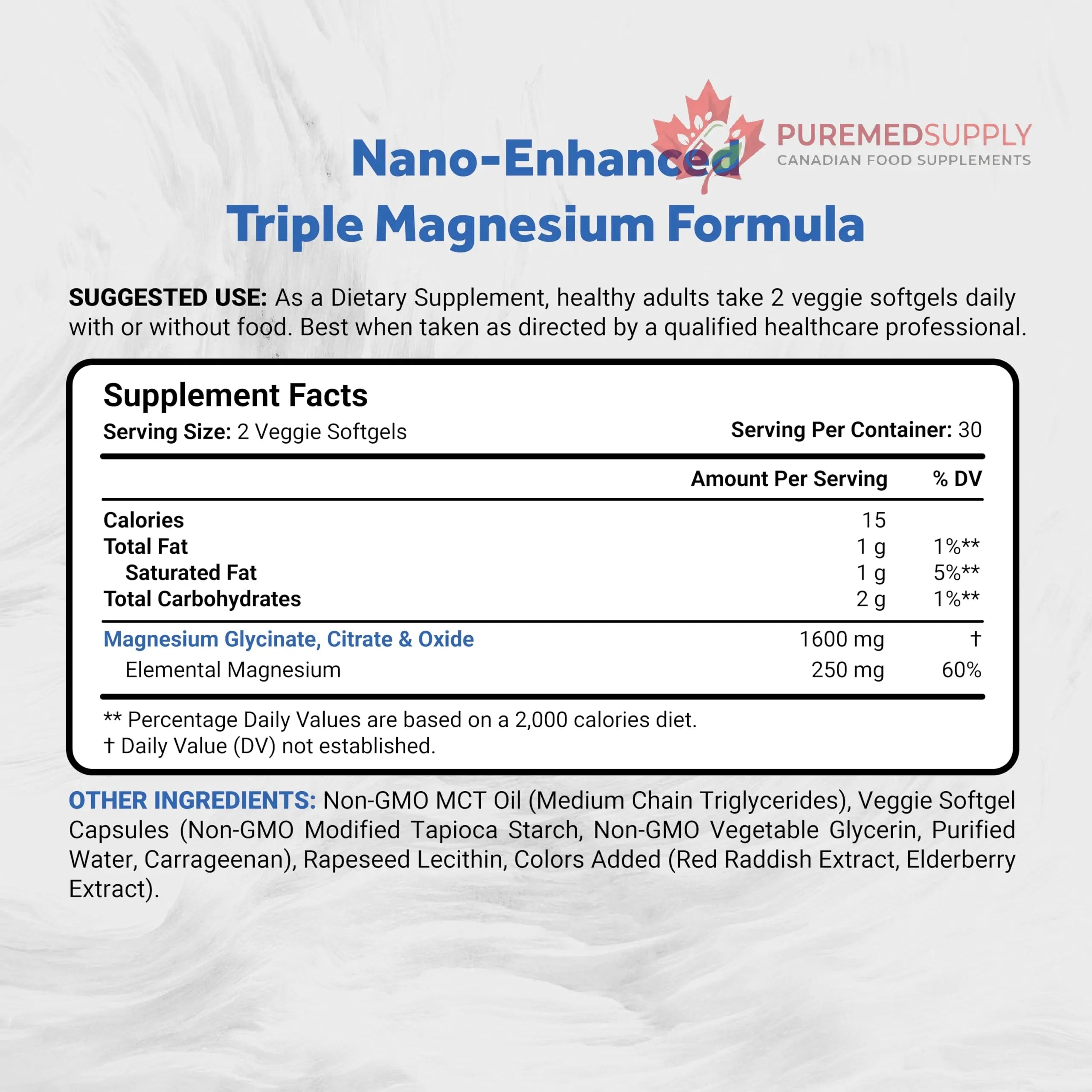 Naturalis Vegan Triple Magnesium Complex | Chelated Glycinate, Citrate & Oxide 1600mg Delivers 250mg Elemental Magnesium | Easily Absorbed for Stress, Muscle, Heart, Bone Support* | 60 Softgels Naturalis buy supplements canada