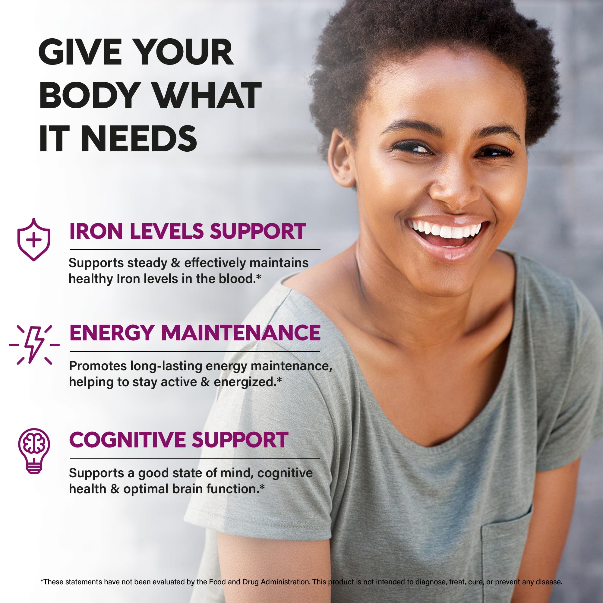 Iron Supplement for Women - Iron 65mg (Ferrous Sulfate 325mg) - Stomach Friendly | Slow Release Iron | High Absorption - Vitamins C, D3, B6, B12 & Folate NUTRAHARMONY buy supplements canada