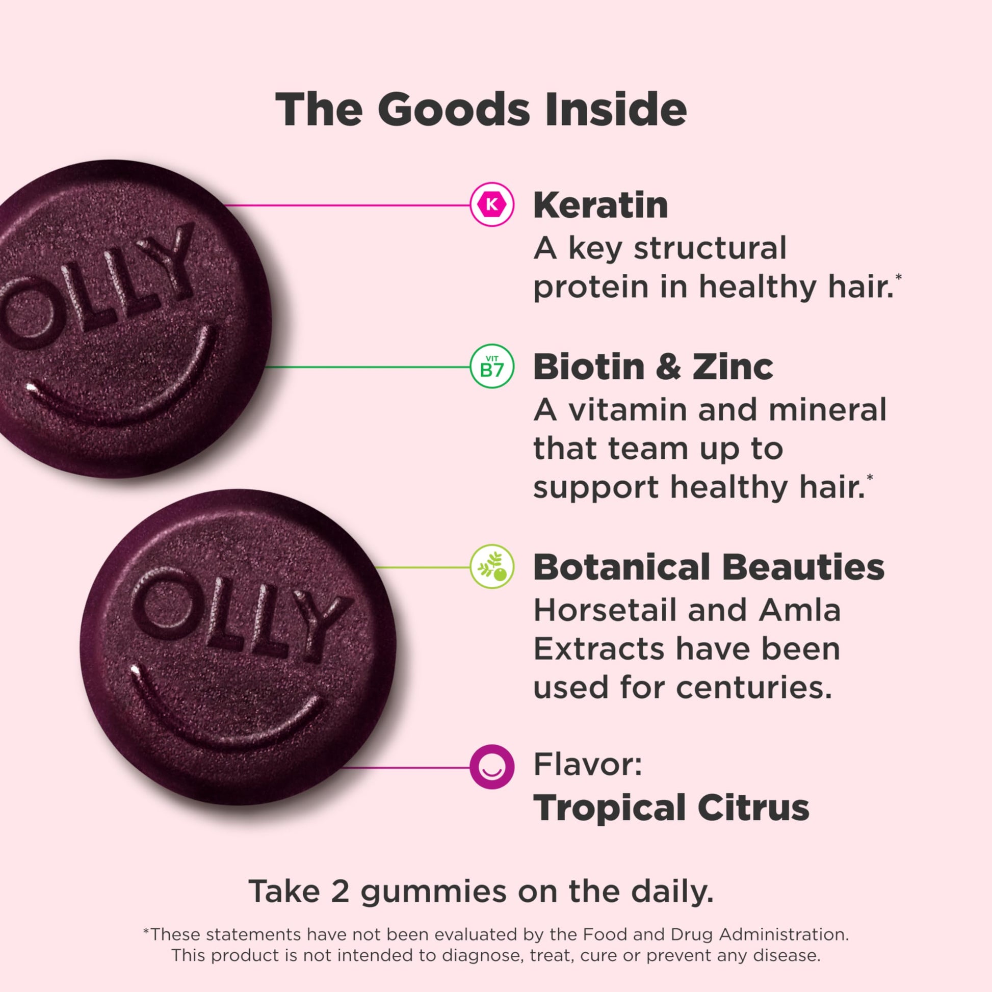 OLLY Heavenly Hair Gummy, Supports Healthy Hair, Keratin, Biotin, AMLA, Chewable Supplement, 30 Day Supply - 60 Count OLLY buy supplements canada