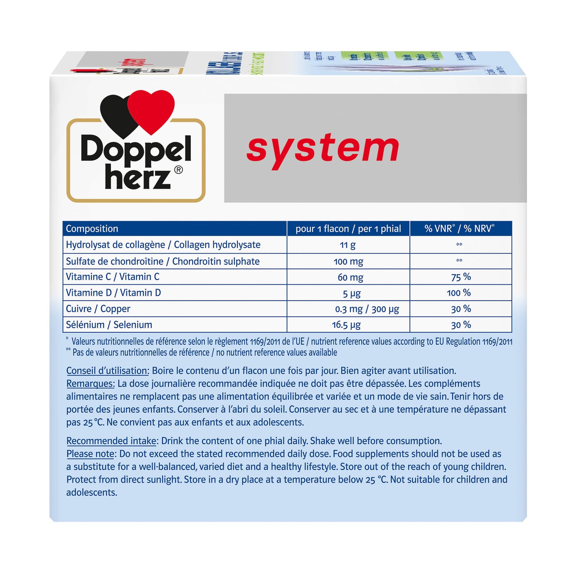 Doppelherz - Kollagen 11000 Plus - Collagen hydrolysate, chondroitin Sulphate, Vitamins C and D and Trace Elements - for Bones, cartilages and tendons - Wild Berry Flavour Liquid- 30 Bottles of 25ml Doppelherz buy supplements canada