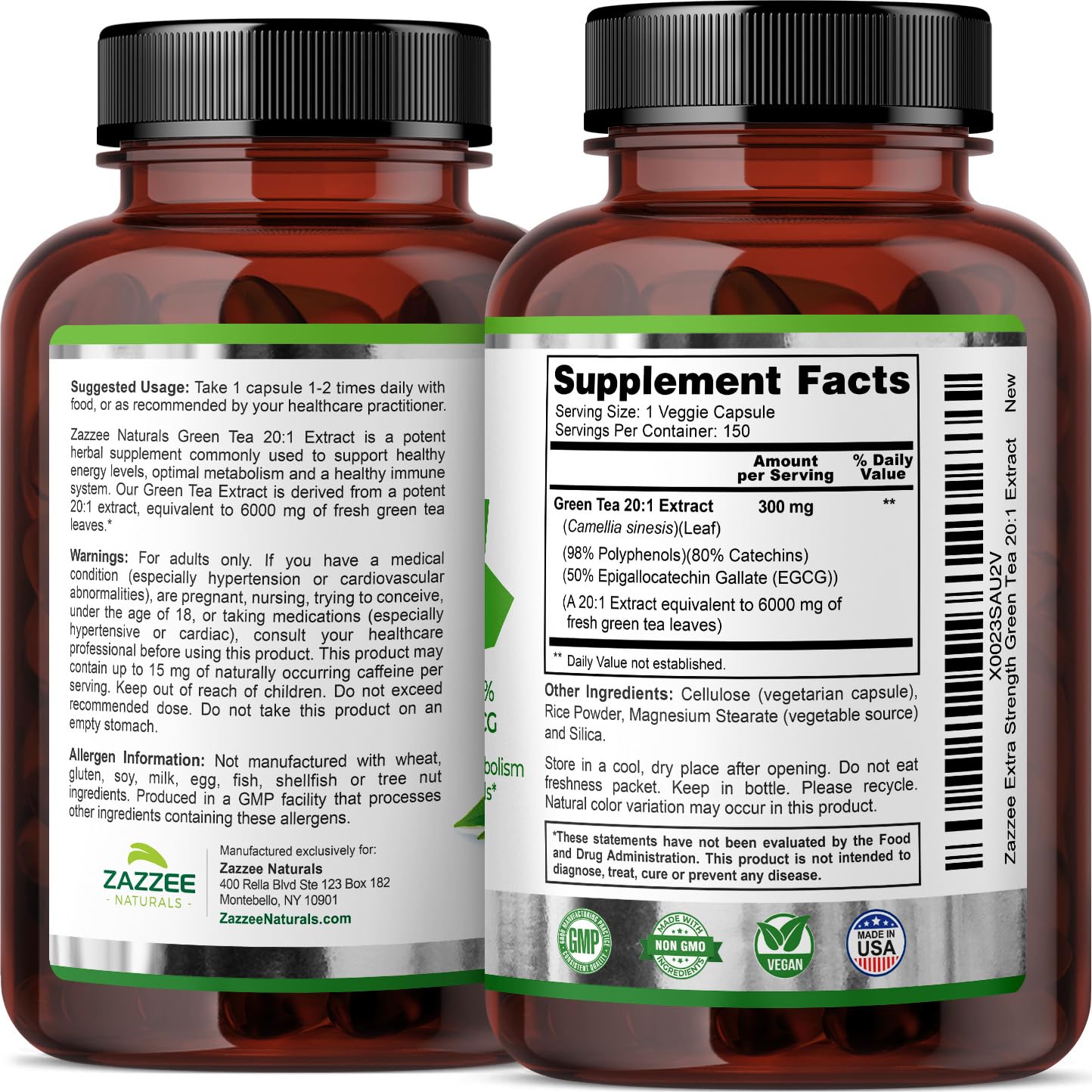 Zazzee Extra Strength Green Tea 20:1 Extract, 6000 mg Strength, 50% EGCG Zazzee buy supplements canada