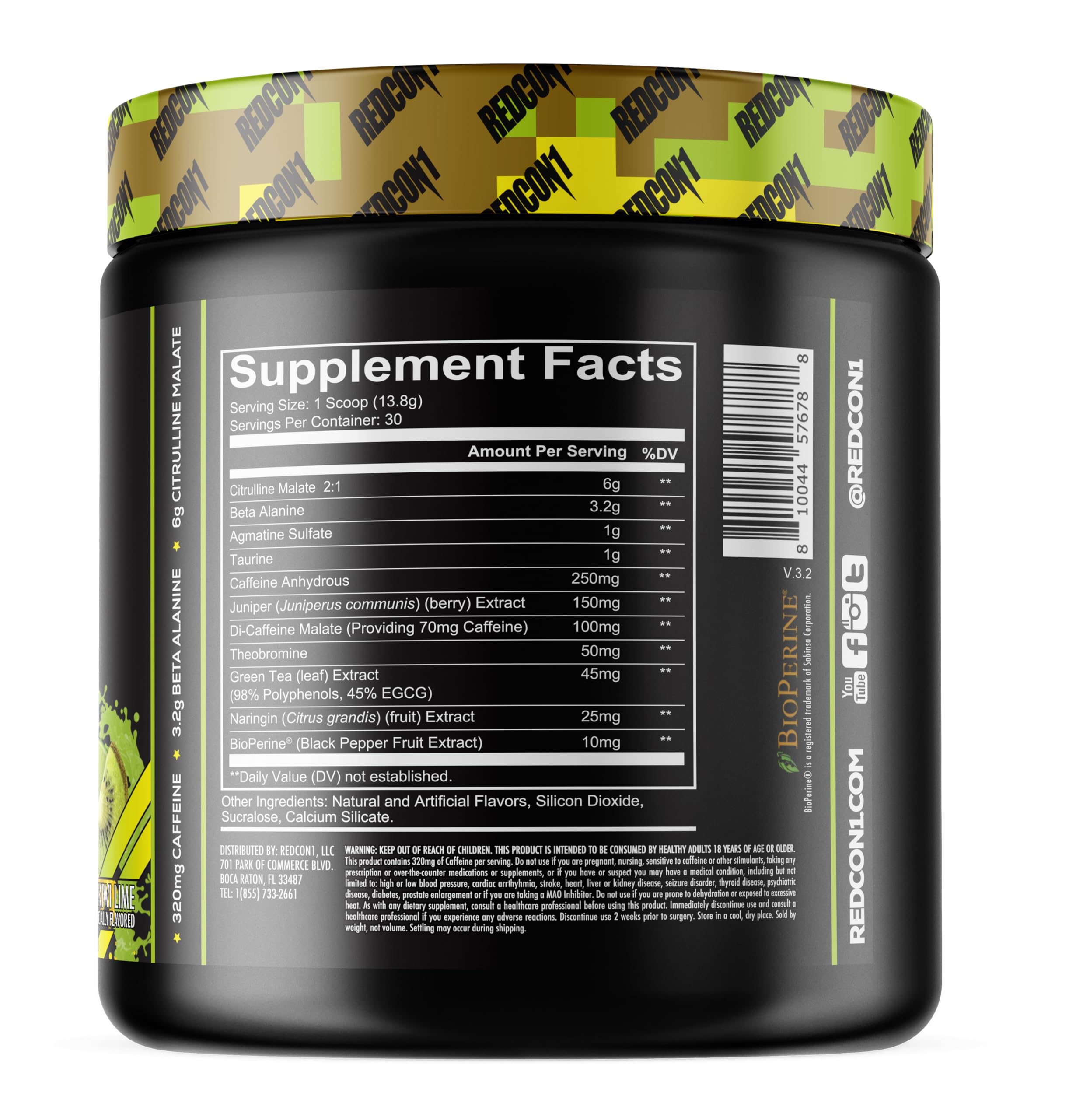 REDCON1 Total War Pre Workout Powder, Kiwi Lime - Beta Alanine + Citrulline Malate Keto REDCON1 buy supplements canada