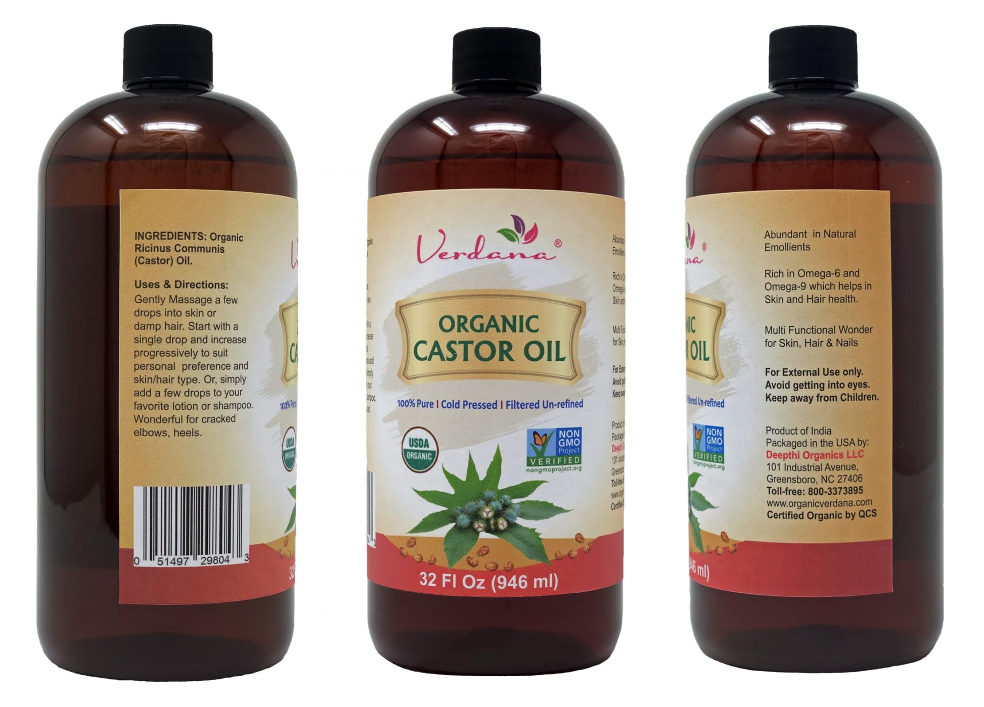 Verdana Organic Castor Oil – USDA Certified Organic – Cold Pressed, Unrefined, 100% Pure and Hexane Verdana buy supplements canada