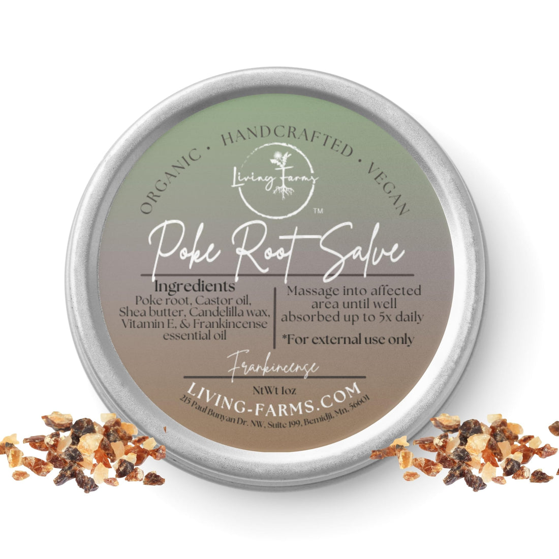 Organic Poke Root & Castor Oil Salve | Vegan Lymphatic Support | Enriched with Essential Oils | Cysts, Boils, Fibroids, Swollen Lymph Nodes, Breast & Joint (1oz, Frankincense) Living Farms buy supplements canada