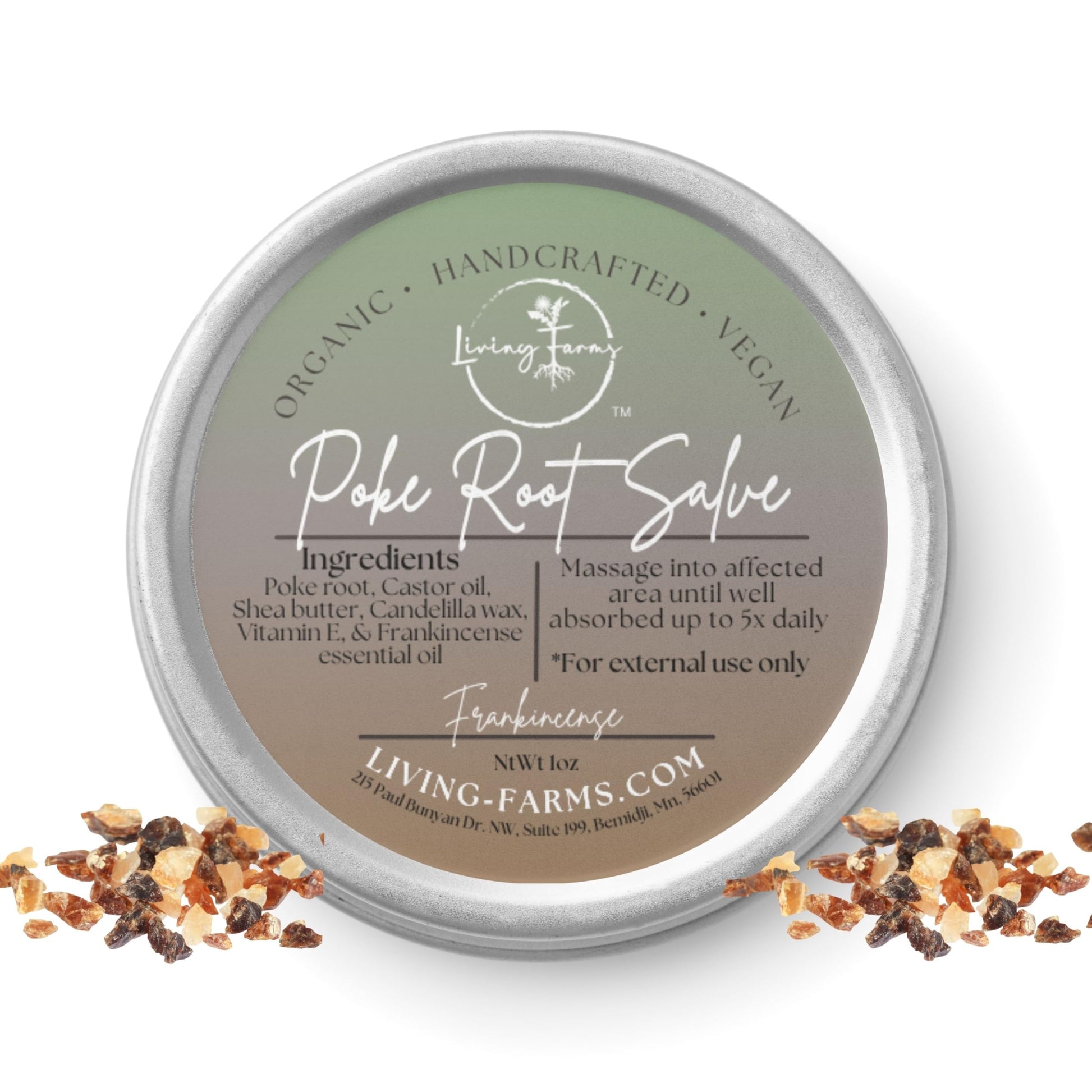 Organic Poke Root & Castor Oil Salve | Vegan Lymphatic Support | Enriched with Essential Oils | Cysts, Boils, Fibroids, Swollen Lymph Nodes, Breast & Joint (1oz, Frankincense) Living Farms buy supplements canada