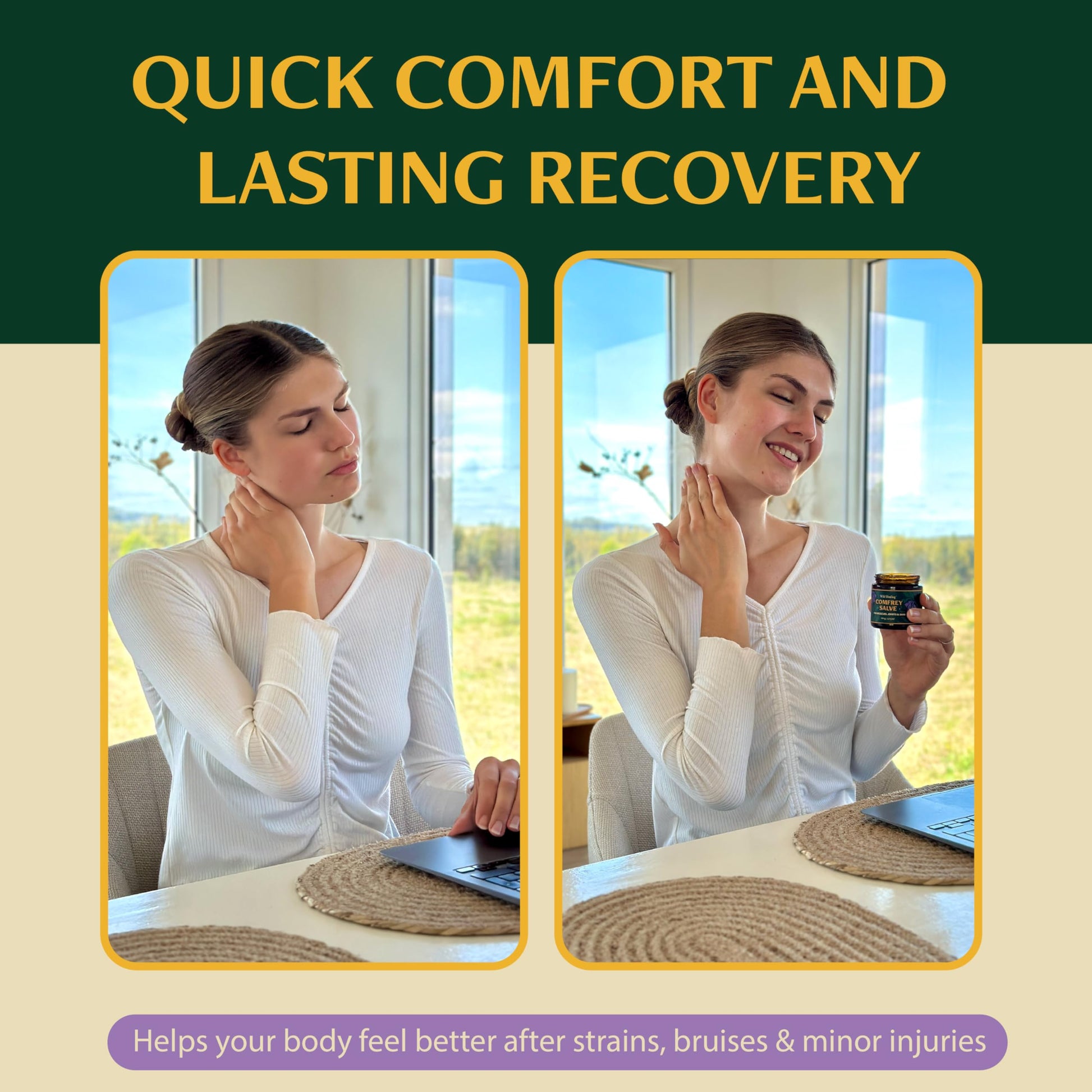 Wild Healing Comfrey Salve – Concentrated Herbal Balm with Arnica, Magnesium & MSM – Soothing Botanical Cream for Joints, Muscles & Dry Skin – 4.23 oz Wild Healing buy supplements canada