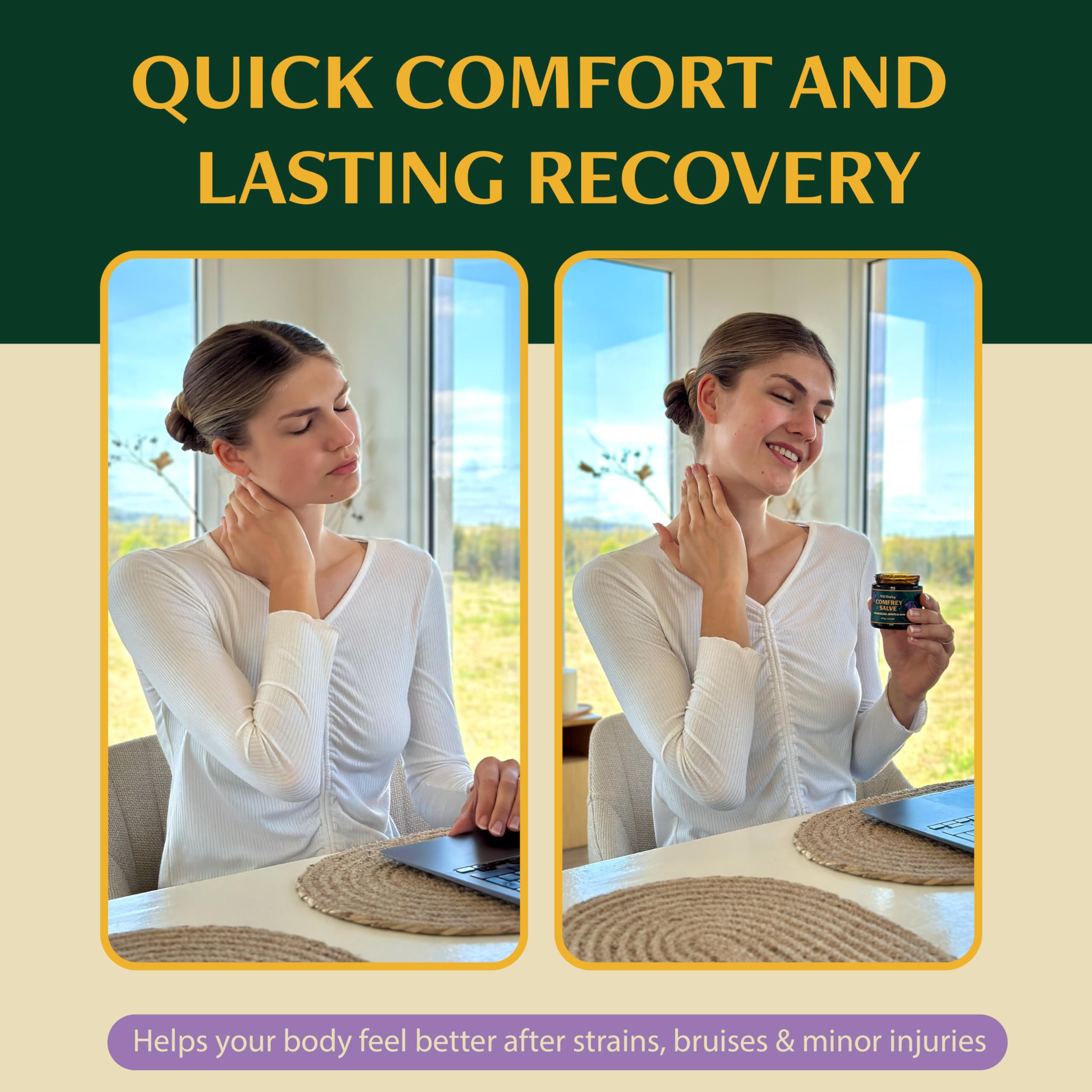 Wild Healing Comfrey Salve – Concentrated Herbal Balm with Arnica, Magnesium & MSM – Soothing Botanical Cream for Joints, Muscles & Dry Skin – 4.23 oz Wild Healing buy supplements canada