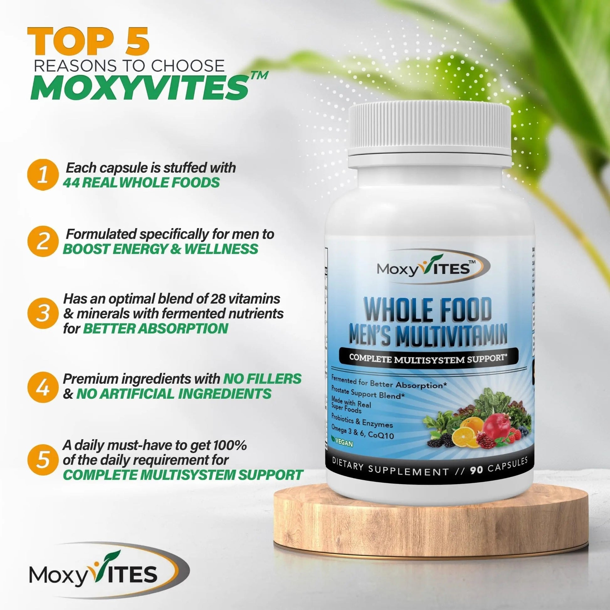 Methylated Mens Multivitamins - Daily Mens Vitamins with 44 Organic Whole Food - Multivitamin for Men with Iron & Fermented Nutrients MoxyVites buy supplements canada