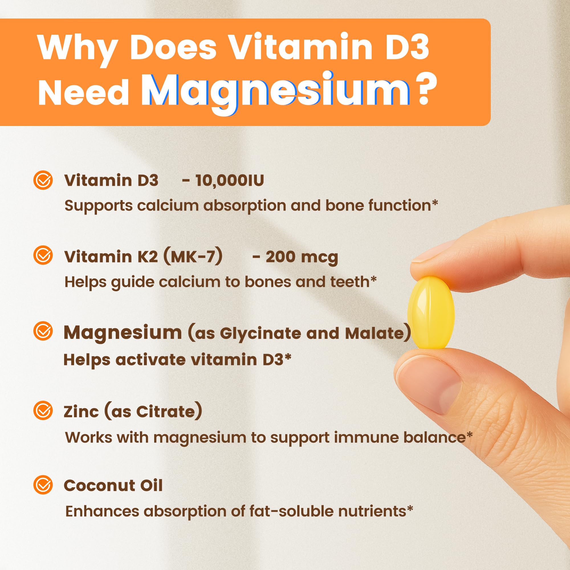 VEV Vitamin D3 K2 10,000 IU Magnesium Supplement – with Vitamin D and K (MK-7), Magnesium Glycinate & Malate, Zinc Citrate VEV buy supplements canada