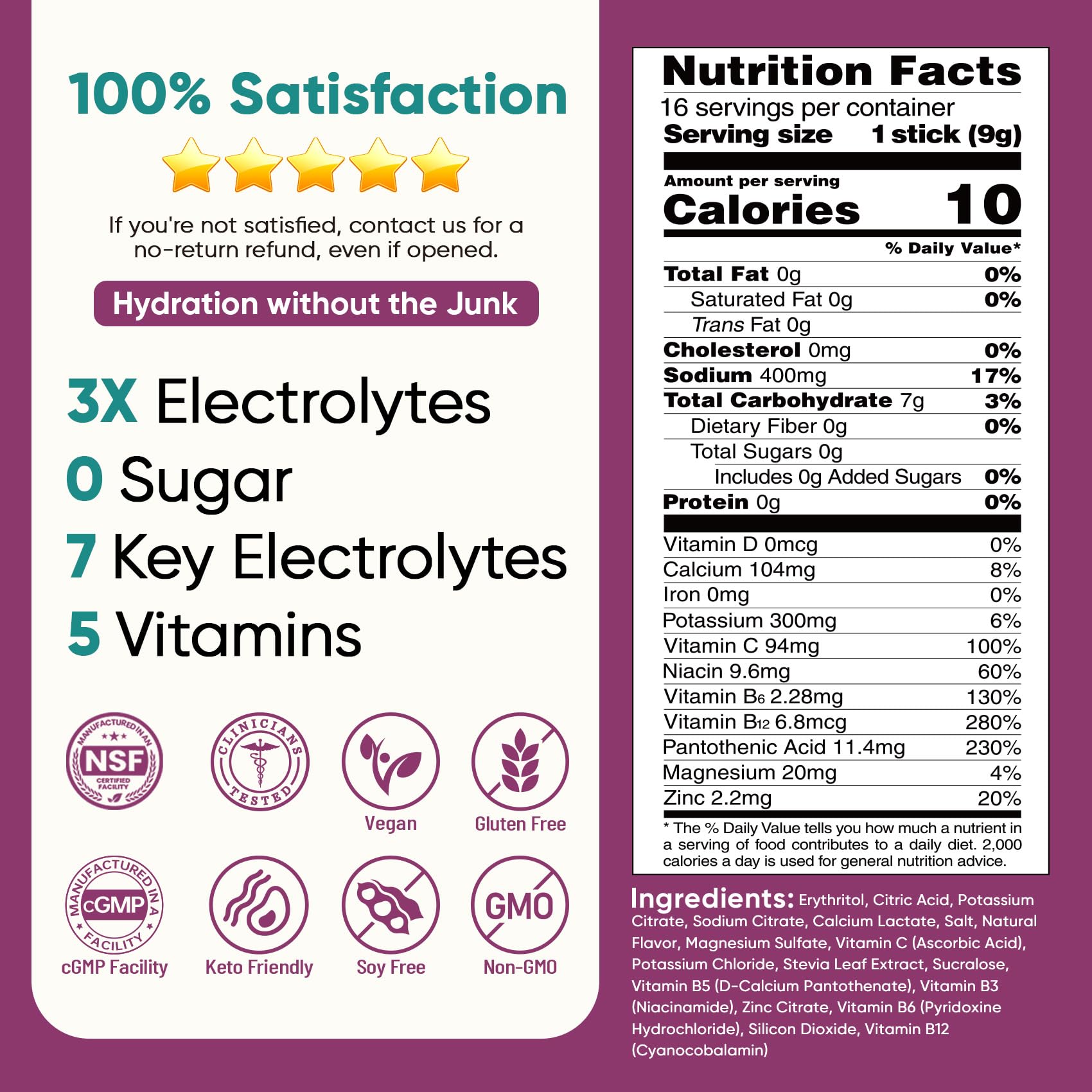 Venture Pal Sugar Free Electrolyte Powder Packets - Liquid Daily IV Drink Mix for Rapid Hydration & Party Recovery | 5 Vitamins & 7 Electrolytes| Keto Friendly Venture Pal buy supplements canada