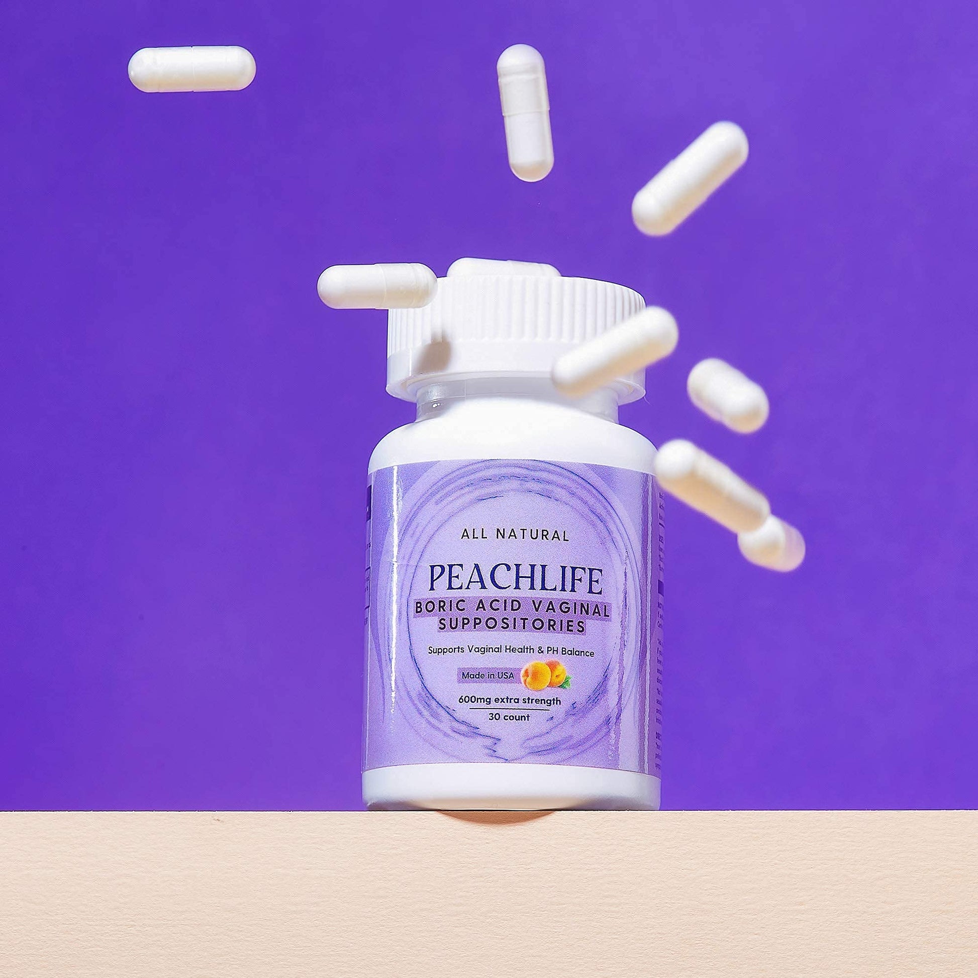 Peachlife Boric Acid Suppositories and Small Soft Menstrual Cup with Ring Pull Peachlife buy supplements canada