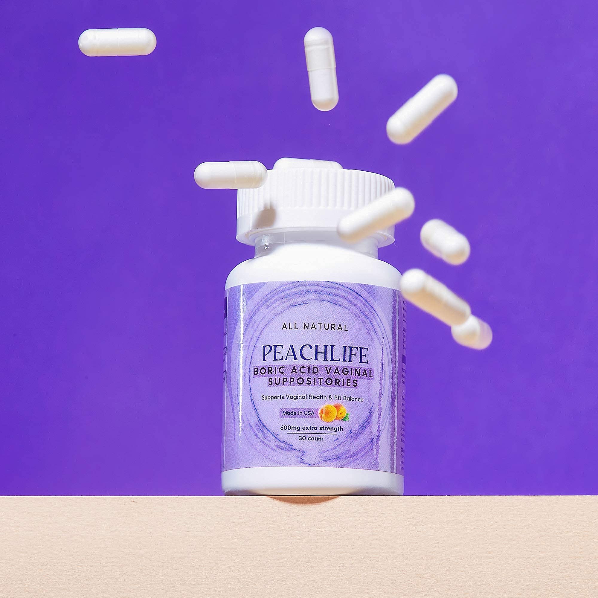 Peachlife Boric Acid Suppositories and Small Soft Menstrual Cup with Ring Pull Peachlife buy supplements canada
