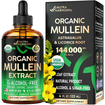 Mullein Drops for Lungs - USDA Organic Liquid - Mullein Leaf Extract Supplement - Made in USA - Lung & Bronchial Cleanse for Smokers - Respiratory Health Support NUTRAHARMONY buy supplements canada