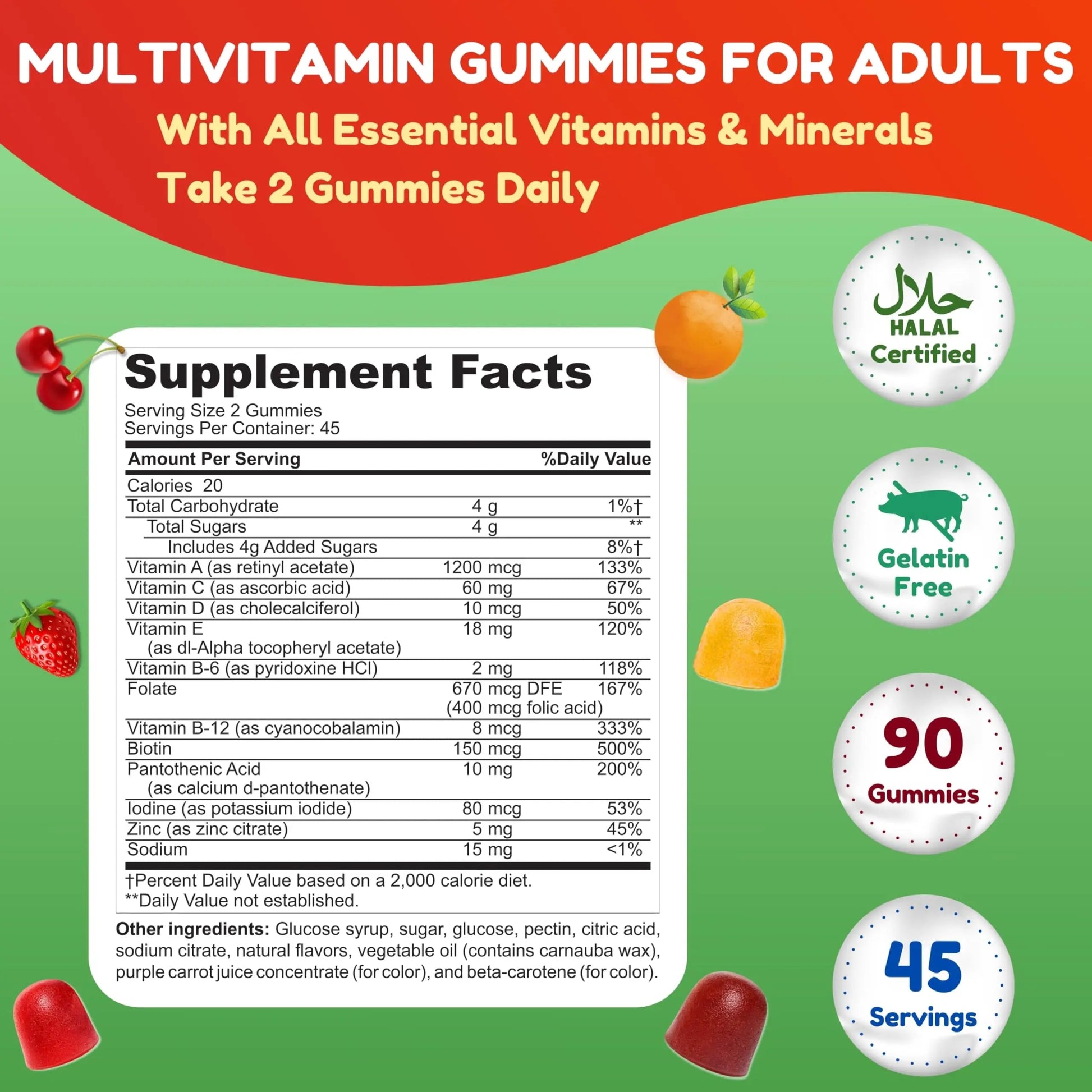 Halal Multivitamin Gummies for Women & Men | Immune & Overall Wellness | 90 Delicious Gummy Vitamins (45-Day Supply) SHIFAA NUTRITION buy supplements canada