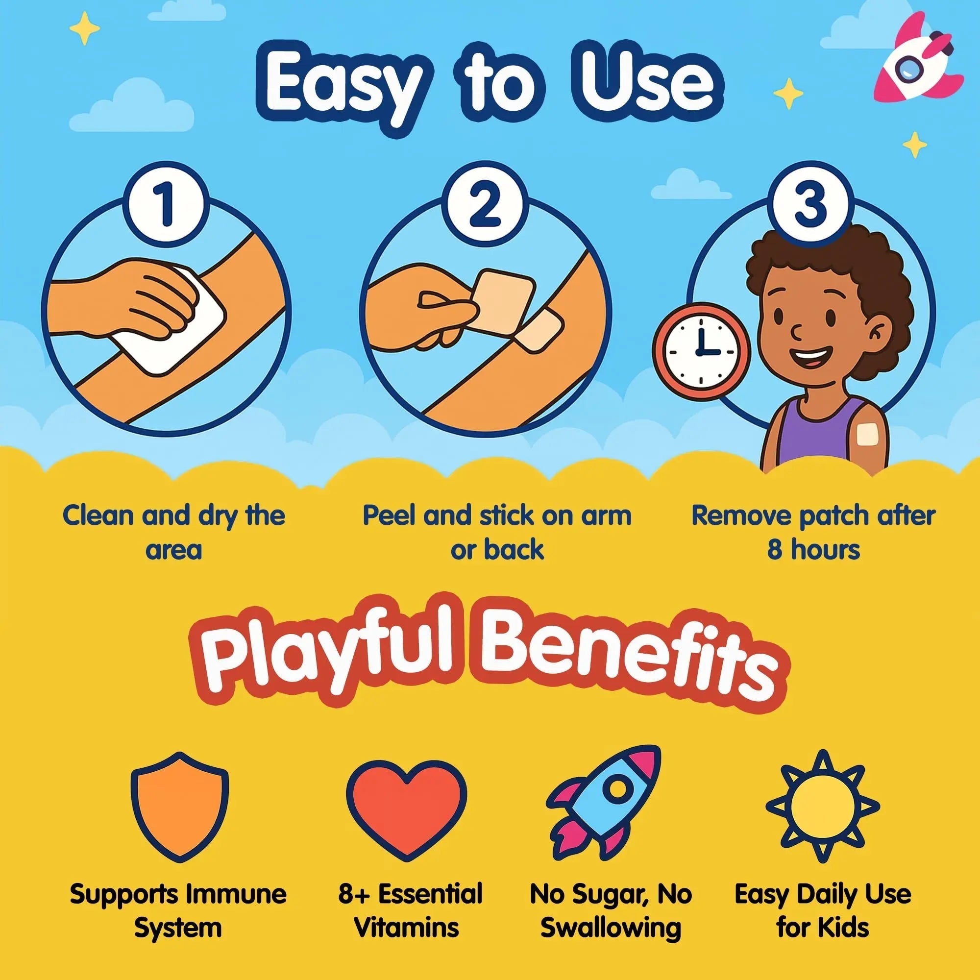 SAMARCHAD Kids Multivitamin Patches Daily Vitamin Patch for Children Natural, Sugar-Free No Swallowing Immune & Growth Support SAMARCHAD buy supplements canada