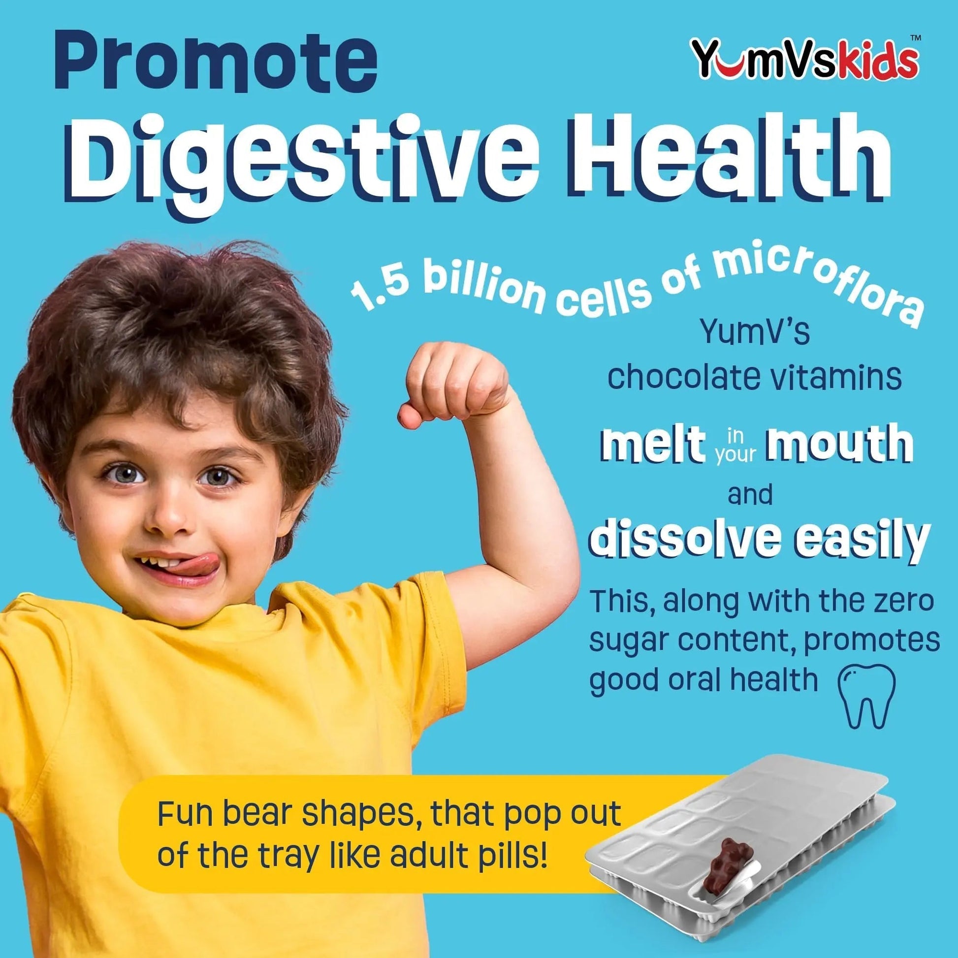 YUM-V'S Probiotics & Multivitamin Bundle for Kids – Probiotic with Prebiotic Fiber Chocolate Bears + Multivitamin & Multimineral with Iron Chewables – Digestive, Immune & Overall Health Support YUM-V'S buy supplements canada
