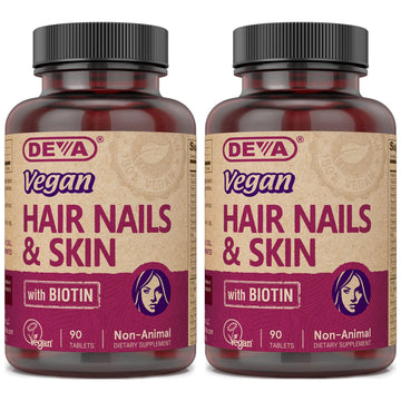 DEVA Vegan Vitamins Hair, Nails & Skin Supplement with 500 mcg of Biotin Per Tablet 90 Tablets (Pack of 2) DEVA buy supplements canada
