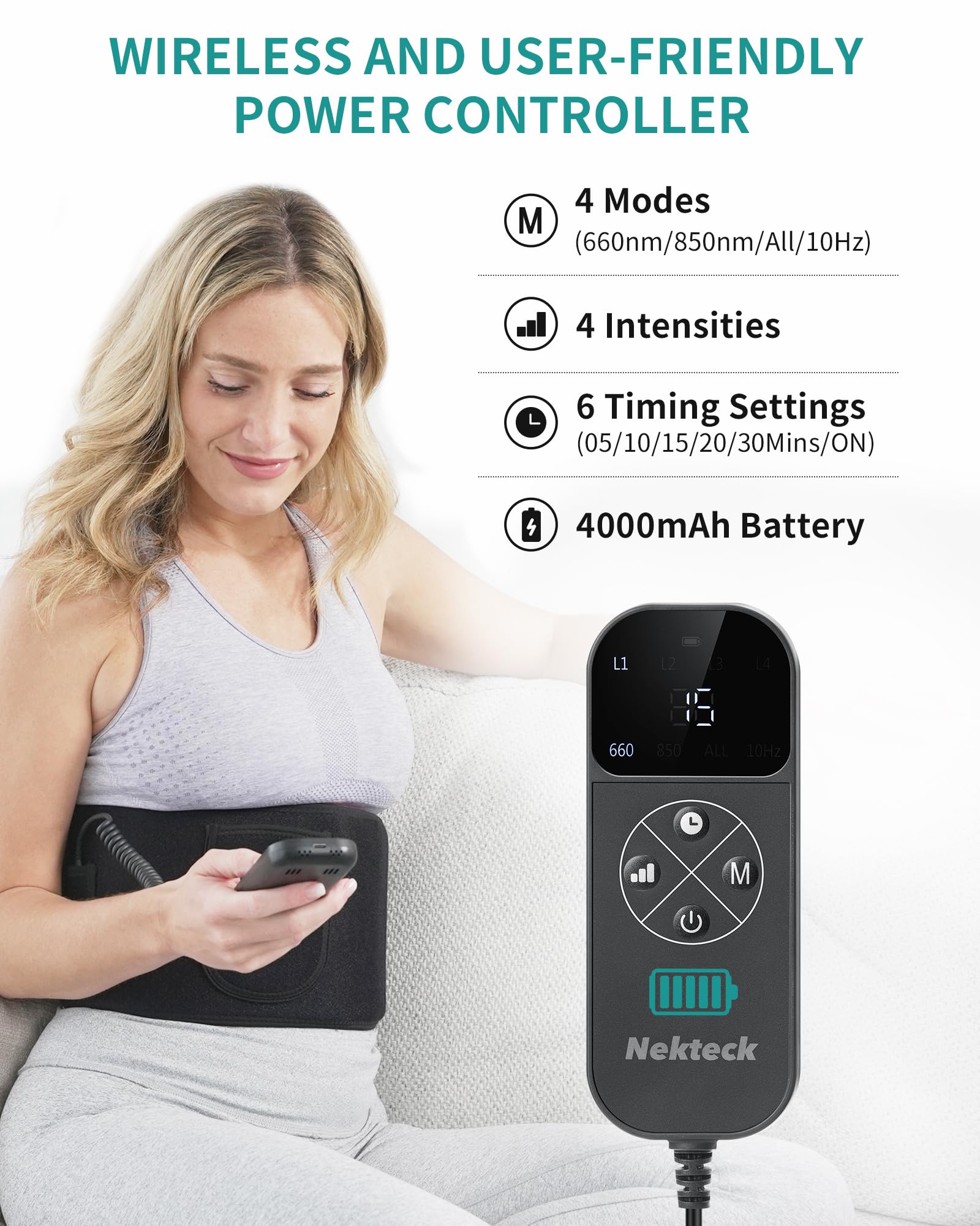 Nekteck Red Light Therapy Belt for Body, Wireless Near-Infrared Light Pad for Pain Relief, Inflammation Nekteck buy supplements canada