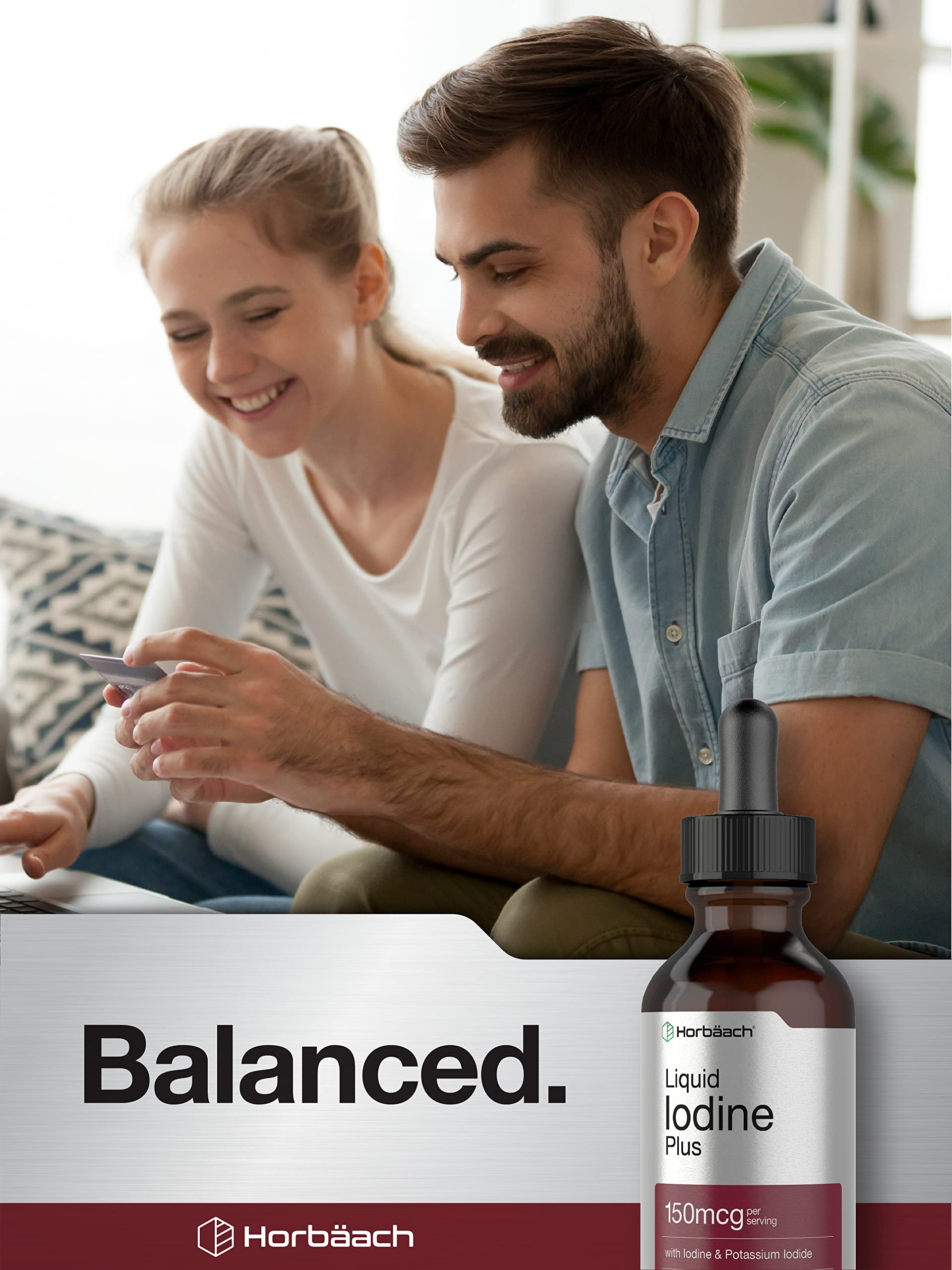 Liquid Iodine Solution Drops | 2 fl oz | 150 mcg | Iodine & Potassium Iodide Supplement Horbäach buy supplements canada