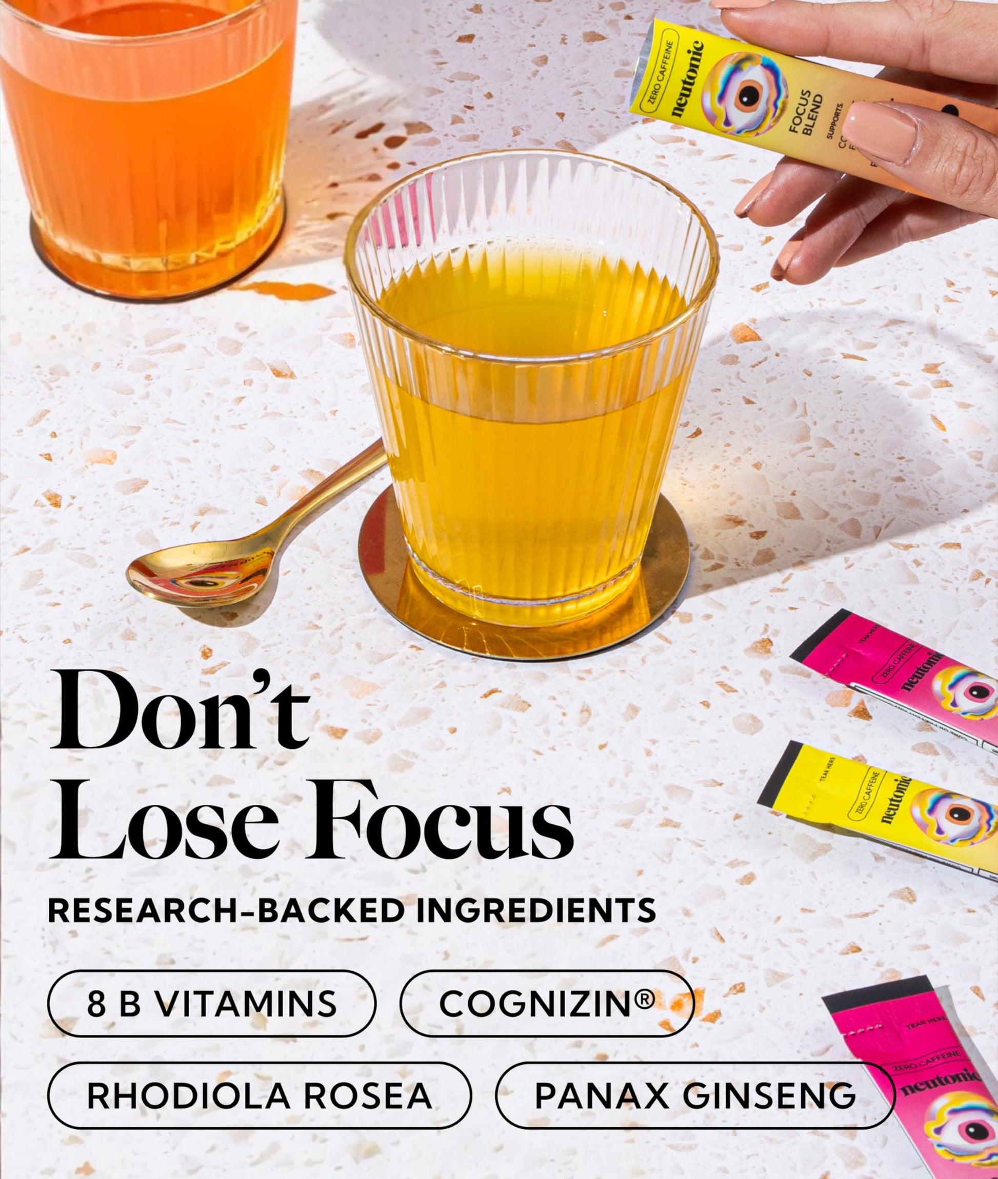 Neutonic Nootropic Focus Blend Powder | Peach Mango & Wild Berry 4 Sticks | Caffeine Free, Zero Sugar | Support Memory, Mental Clarity, Cognitive Function | Boost Focus, Energy, Brain Health Neutonic buy supplements canada