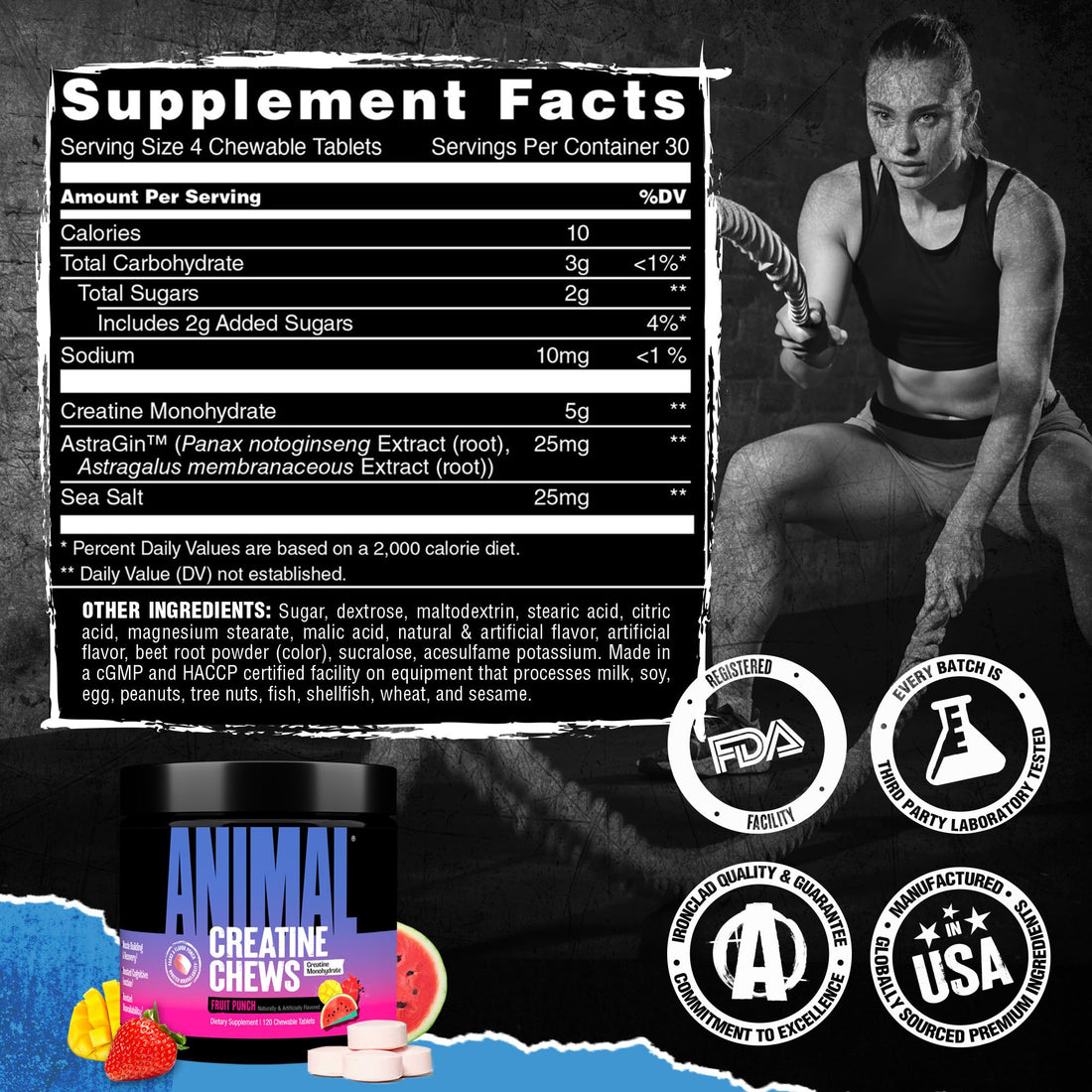 Animal Creatine Chews Tablets - Enhanced Creatine Monohydrate with AstraGin to Improve Absorption, Sea Salt for Added Pumps Animal buy supplements canada