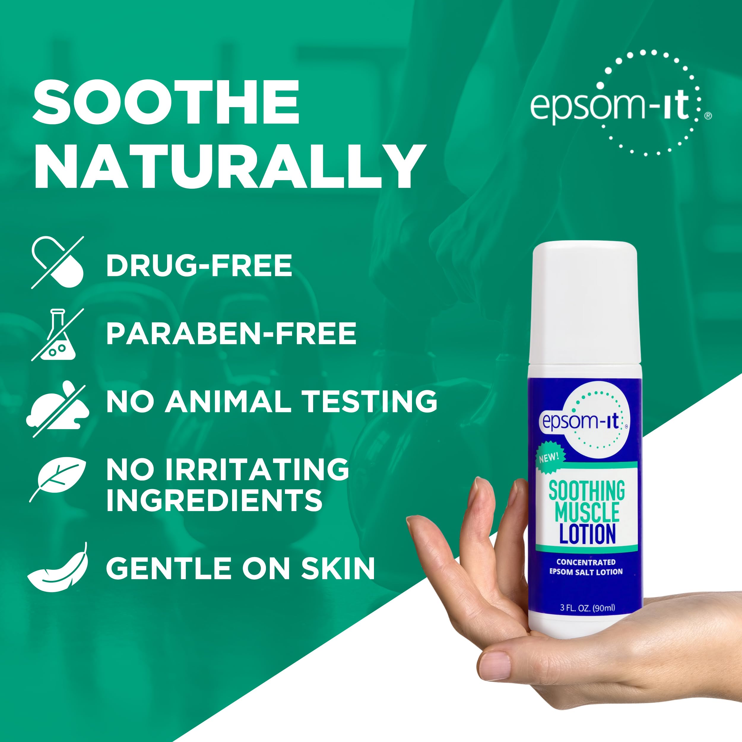 EPSOM-IT Soothing Muscle Lotion - Roll On Epsom Salt Lotion with Arnica for Muscle Stiffness, Leg, Knees and Feet Discomfort, Topical Magnesium Cream, 3oz, 2-Pack EPSOM-IT buy supplements canada