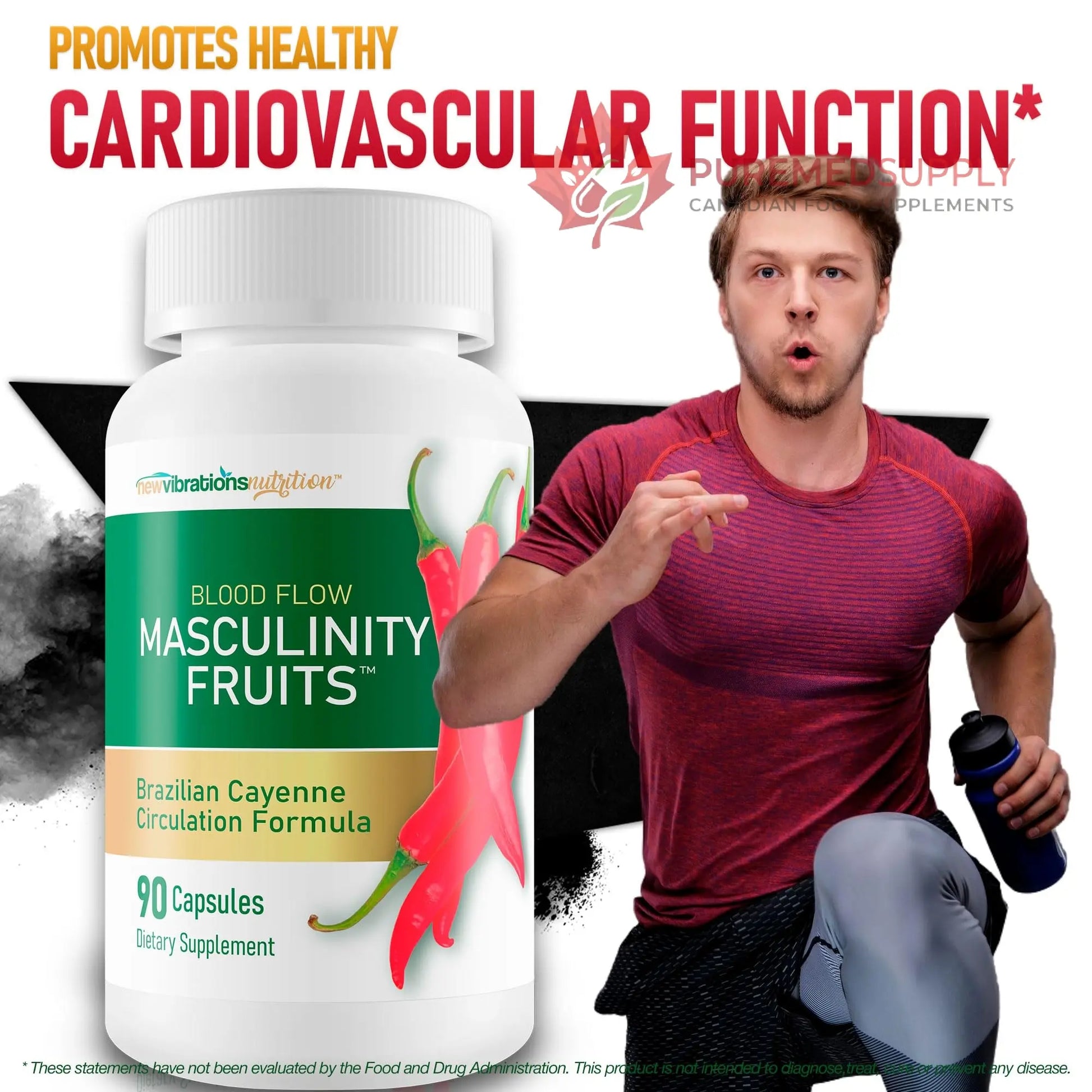 Masculinity Fruits for Bloodflow - Our Best Brazilian Blood Circulation Supplements for Men - Boost Blood Flow Circulation Supplement - Cayenne Pepper Pills Gingko Biloba Blood Flow Vitamins for Men New Vibrations Nutrition buy supplements canada