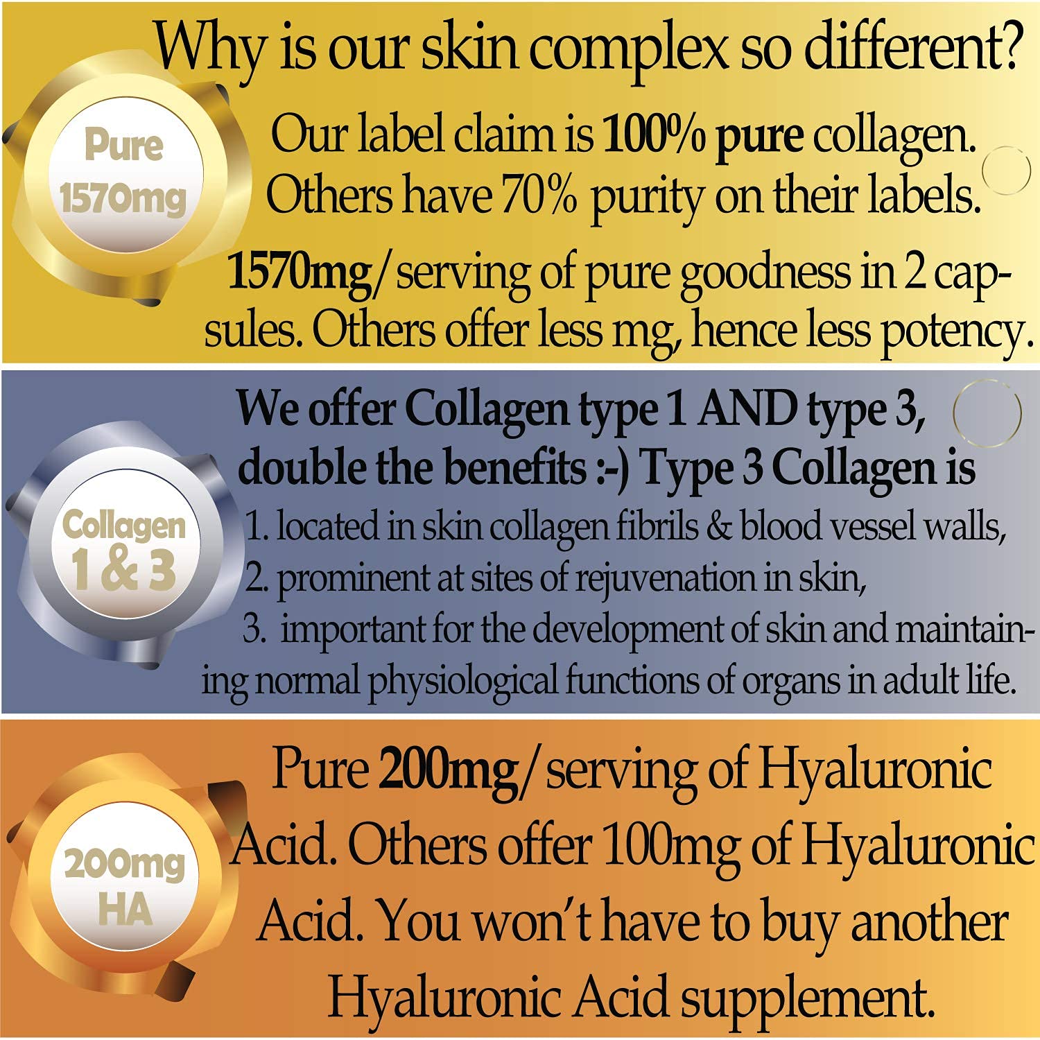 Marine Collagen Type 1&3 1000mg, Hyaluronic Acid 200mg/serving; Vitamin C, Zinc, Copper for Immune System Dietapplements buy supplements canada